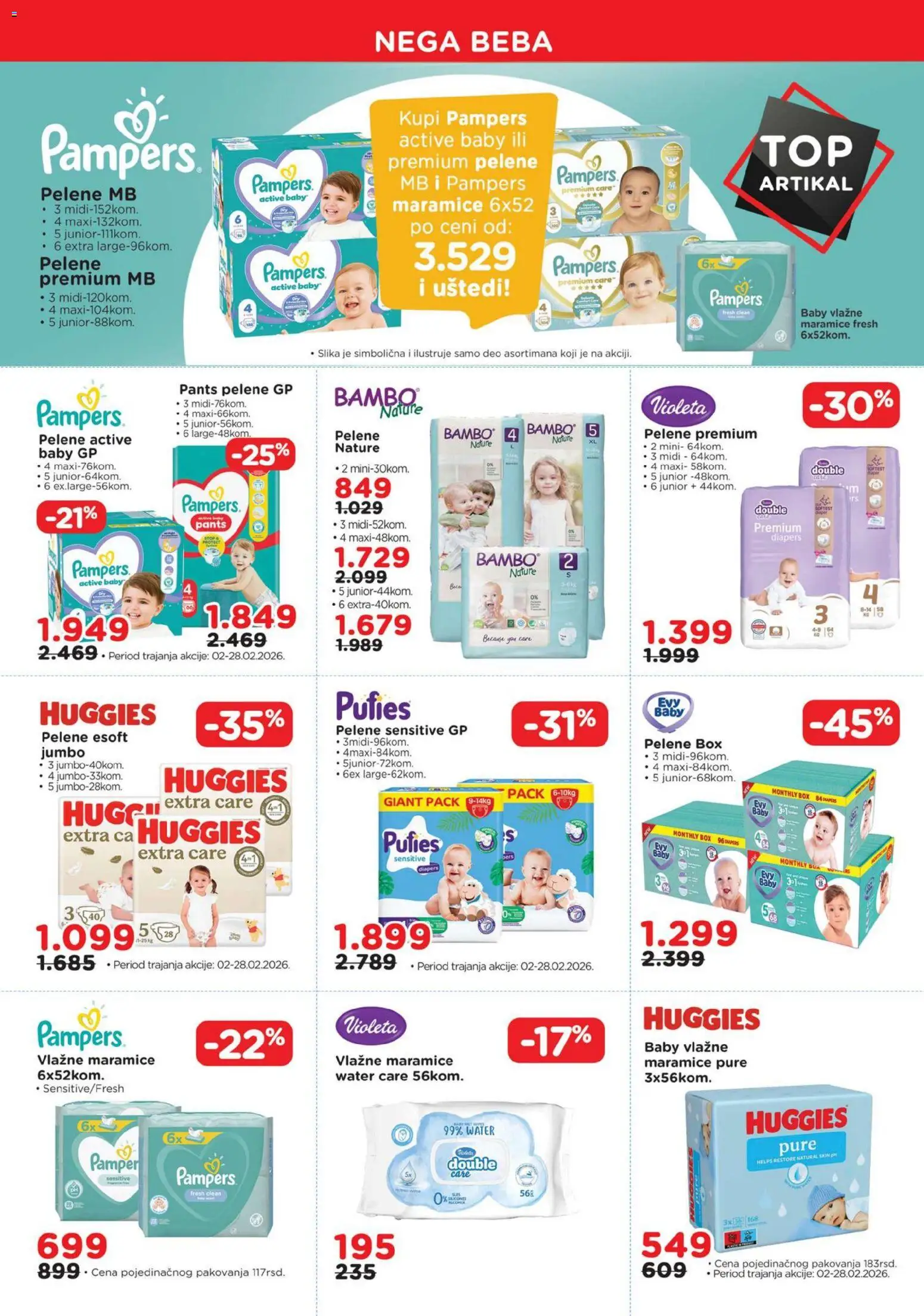 Aksa katalog - važi od 01.02.2026 | Strana: 8 | Proizvode: Pampers, Vlažne maramice, Pelene