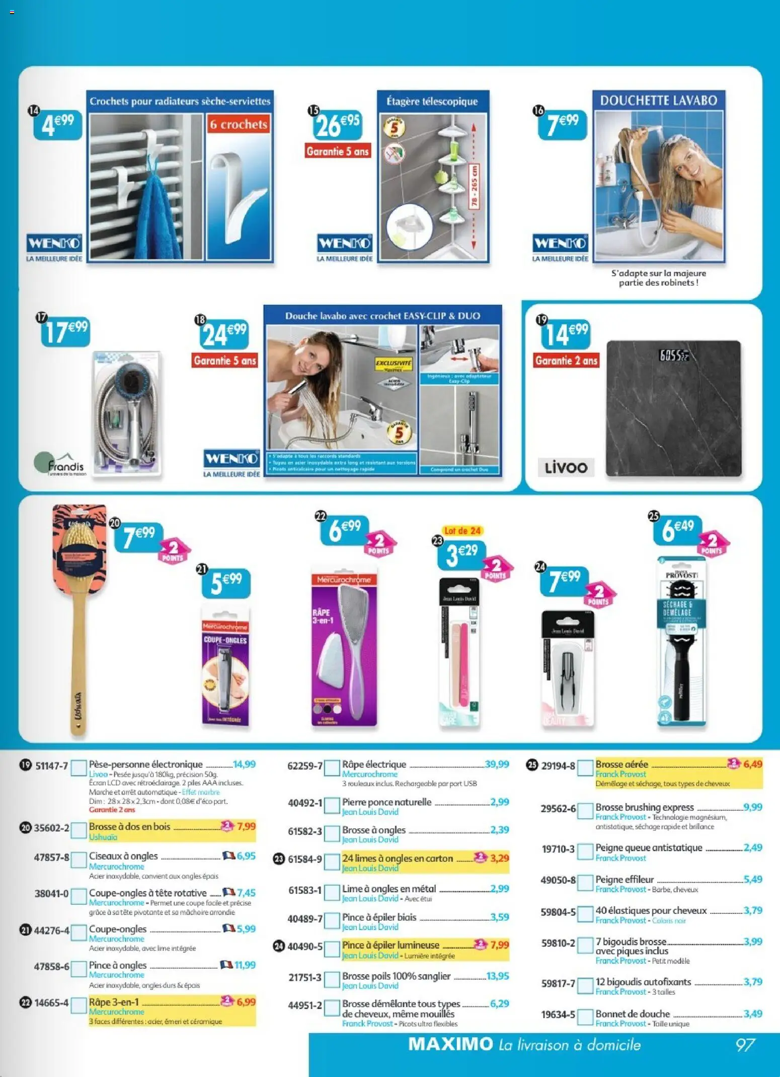 {H1} | Page: 97 | Produits: Râpe électrique, Brosse, Ciseaux, Élastiques