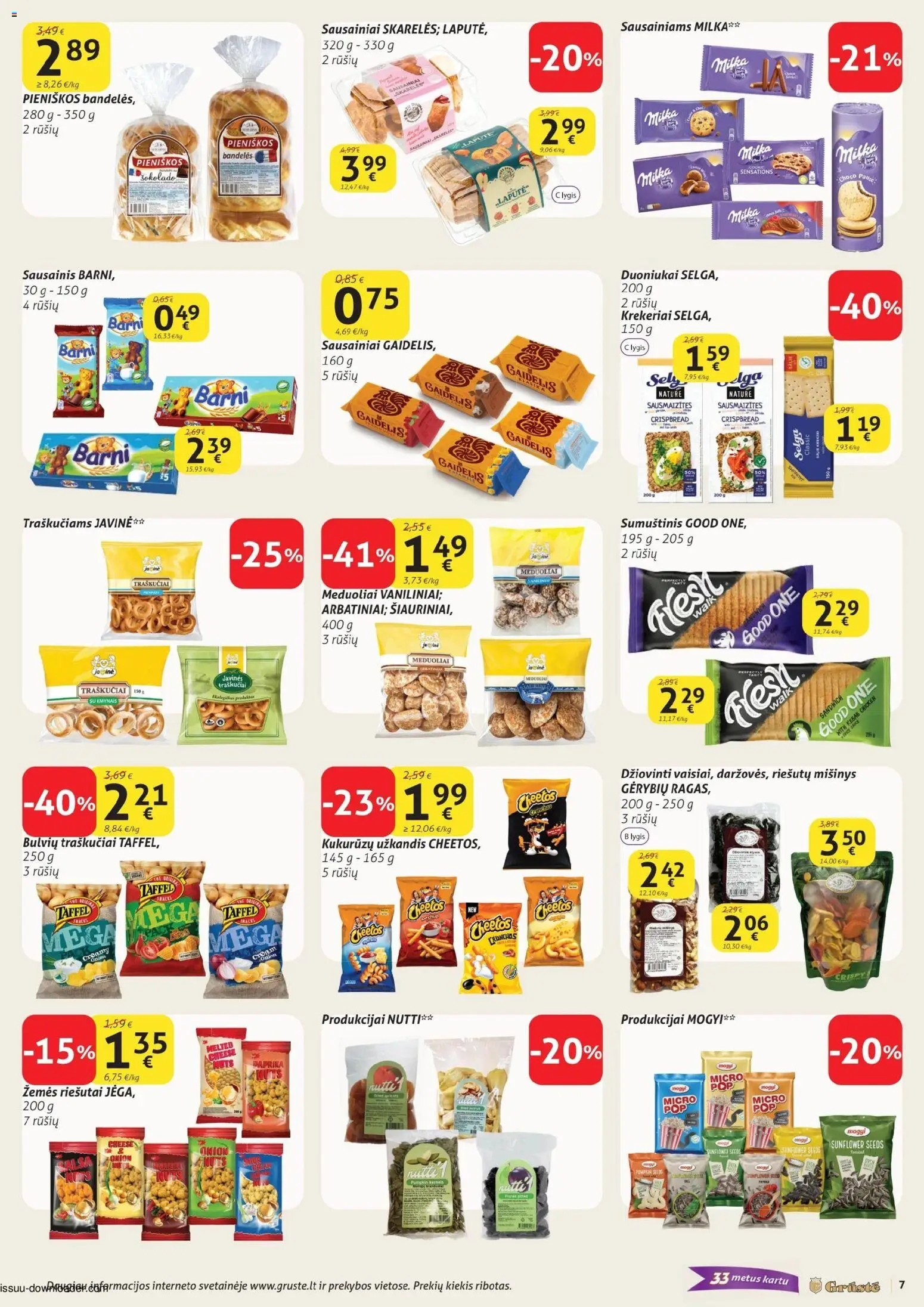 GRUSTE akcijos nuo 11.01.2026 | Puslapis: 7 | Prekių: Riešutai, Sausainiai, Bandelės, Sumuštinis
