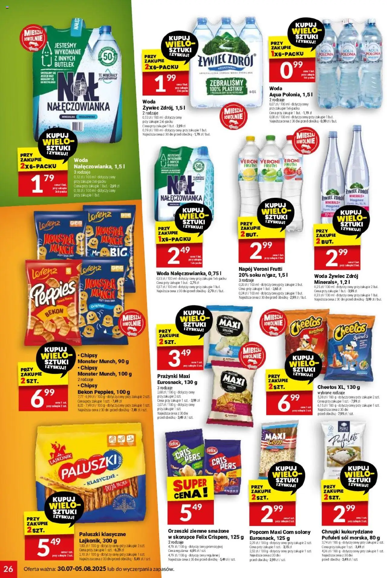Twój Market Gazetka od 30.07.2025 | Strona: 26 | Produkty: Bekon, Orzeszki ziemne, Popcorn, Sól