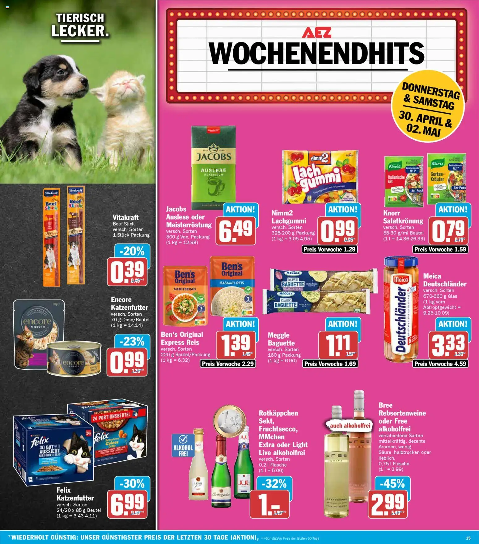 AEZ Prospekt 	 – gültig ab 27.04.2026 | Seite: 15 | Produkte: Katzenfutter, Knorr, Meica, Rotkäppchen