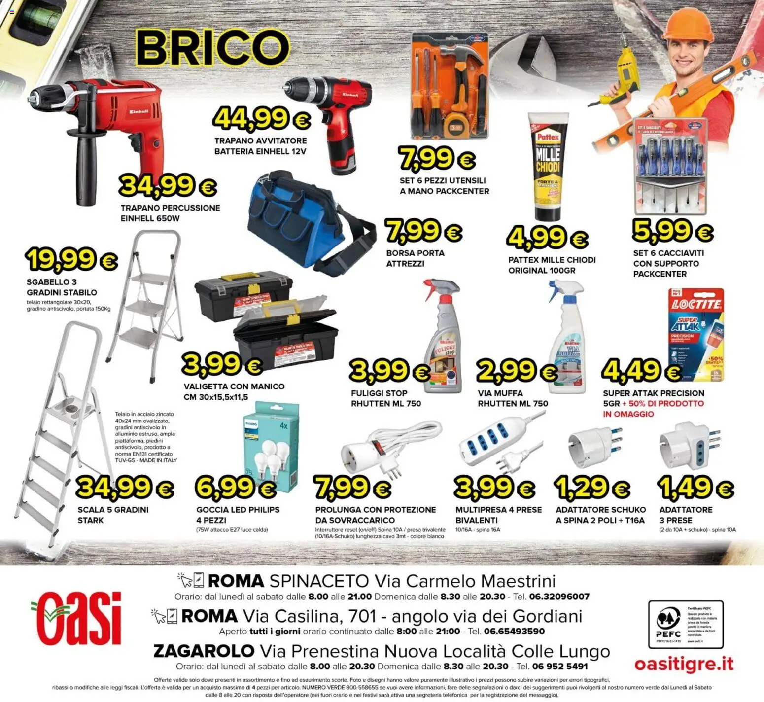 Volantino Oasi del 26.02.2026 | Pagina: 24 | Prodotti: Avvitatore, Trapano, Adattatore, Presa