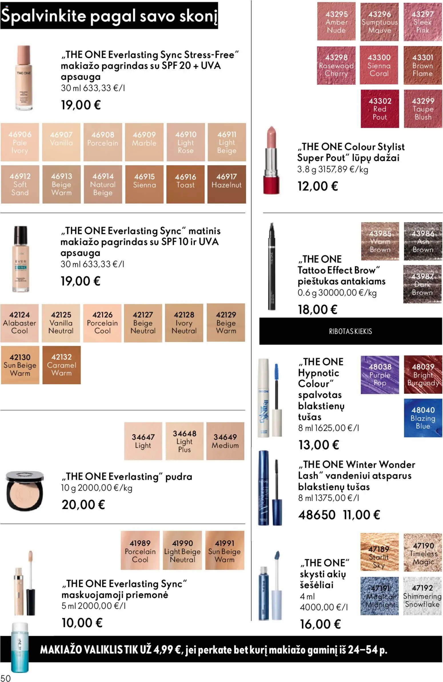 Oriflame akcijos nuo 31.12.2025 | Puslapis: 50 | Prekių: Makiažo pagrindas, Pudra, Tušas