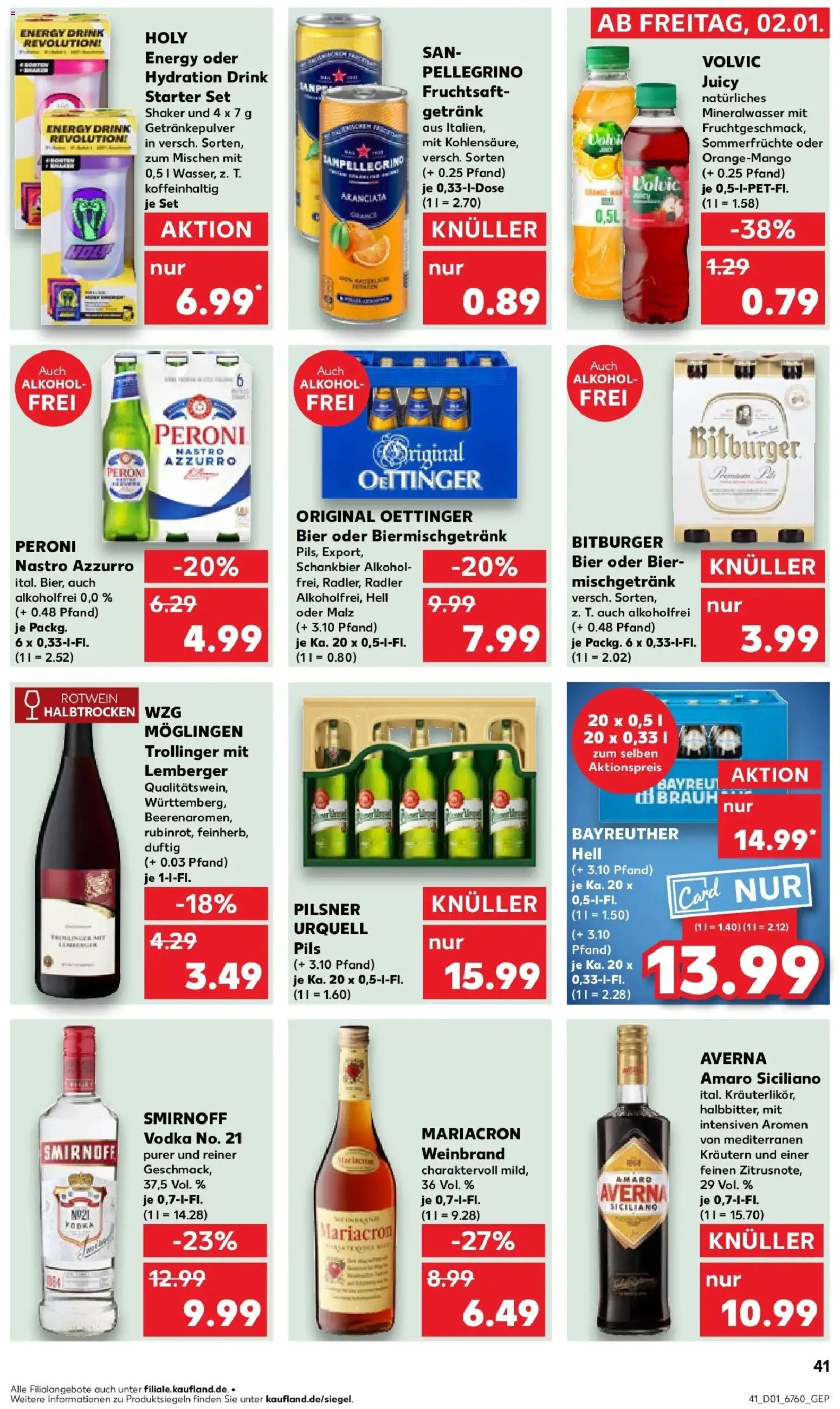 Kaufland prospekt Bad Windsheim	 – gültig ab 05.01.2026 | Seite: 41 | Produkte: Bayreuther hell, Rotwein, Smirnoff, Fruchtsaft