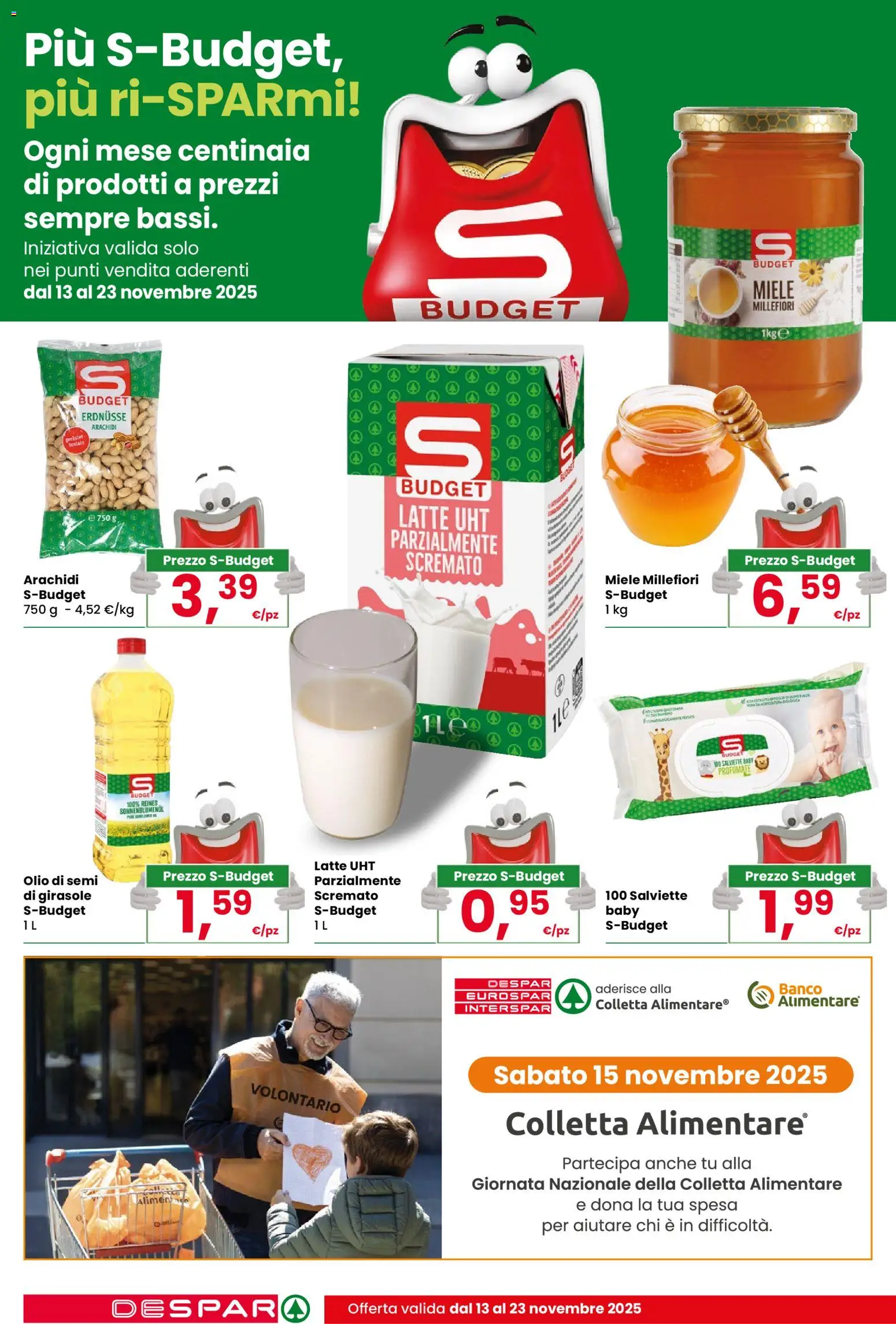 Volantino Despar del 13.11.2025 | Pagina: 14 | Prodotti: Latte, Olio, Arachidi, Miele