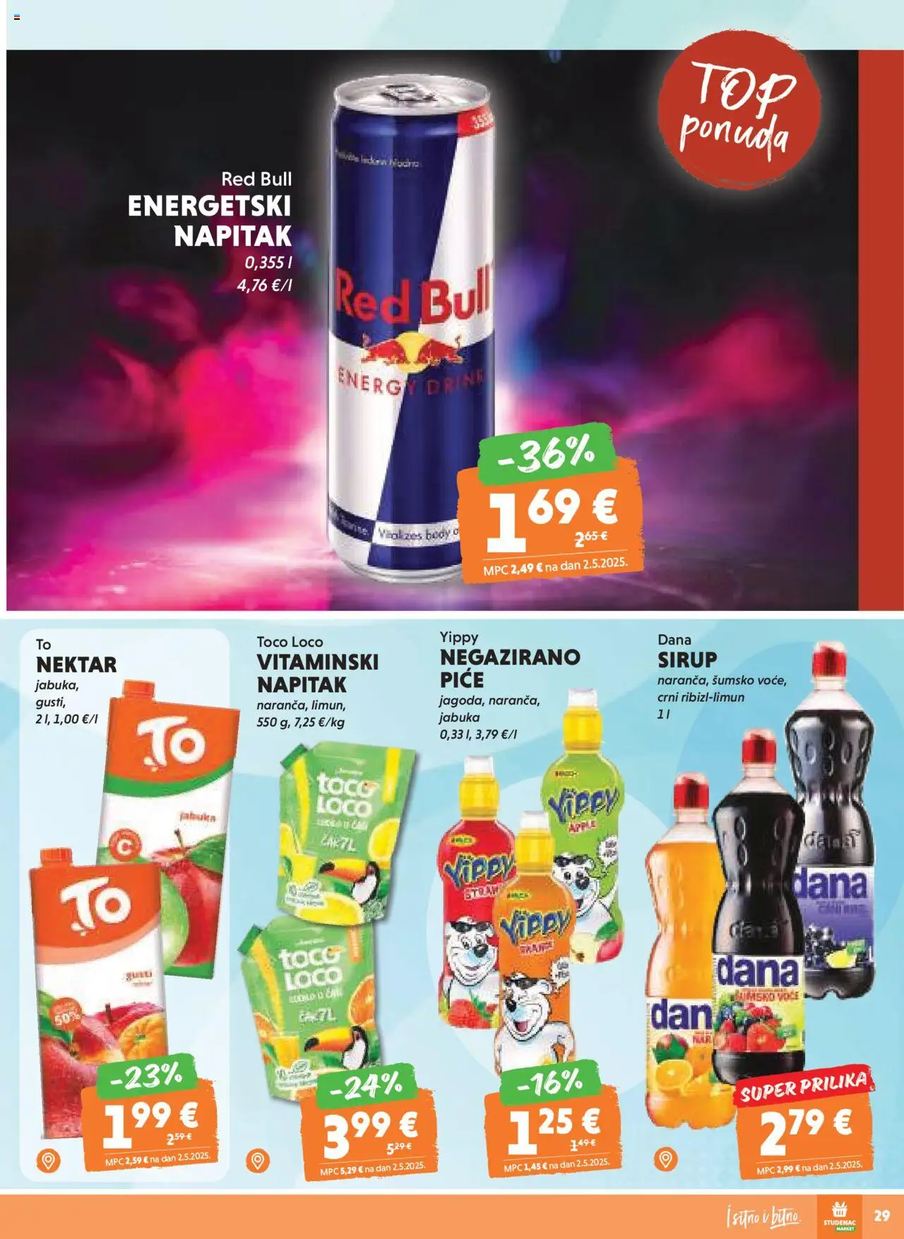 Studenac katalog | vrijedi od 15.10.2025 | Stranica: 29 | Proizvodi: Voće, Red Bull, Sirup, Jabuka