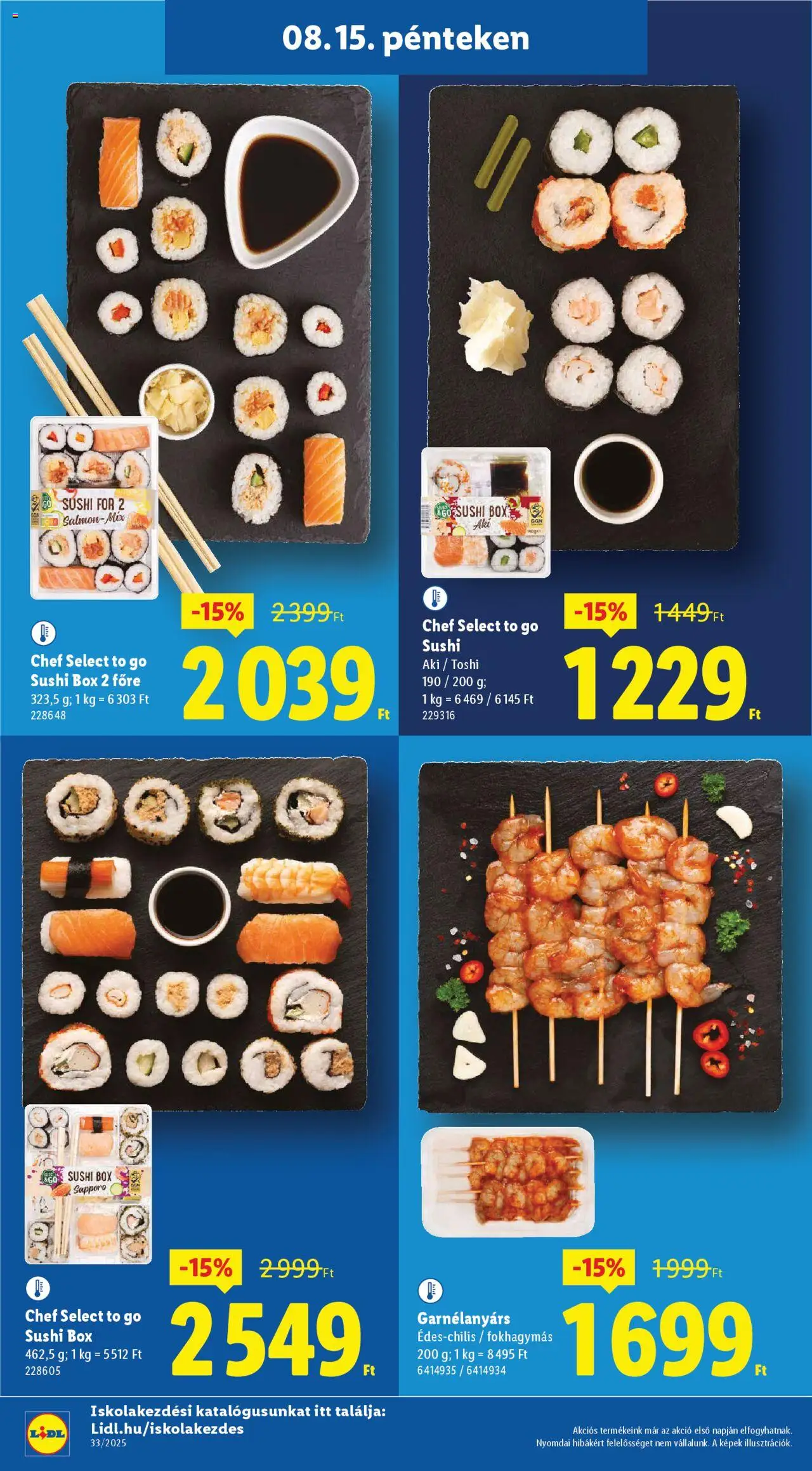 Lidl akciós ujság - amely érvényes a következő dátumtól: 14.08.2025 | Oldal: 40 | Termékek: Sushi