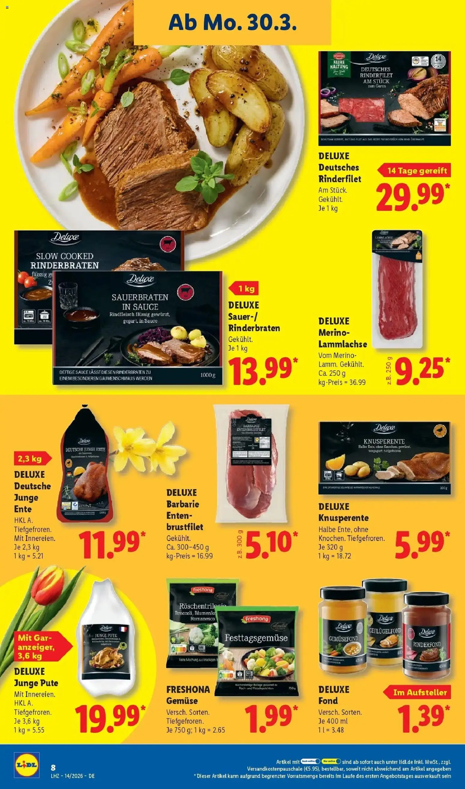 Lidl Prospekt Mühlacker – gültig ab 30.03.2026 | Seite: 20 | Produkte: Rinderbraten, Pute, Fisch, Rindfleisch