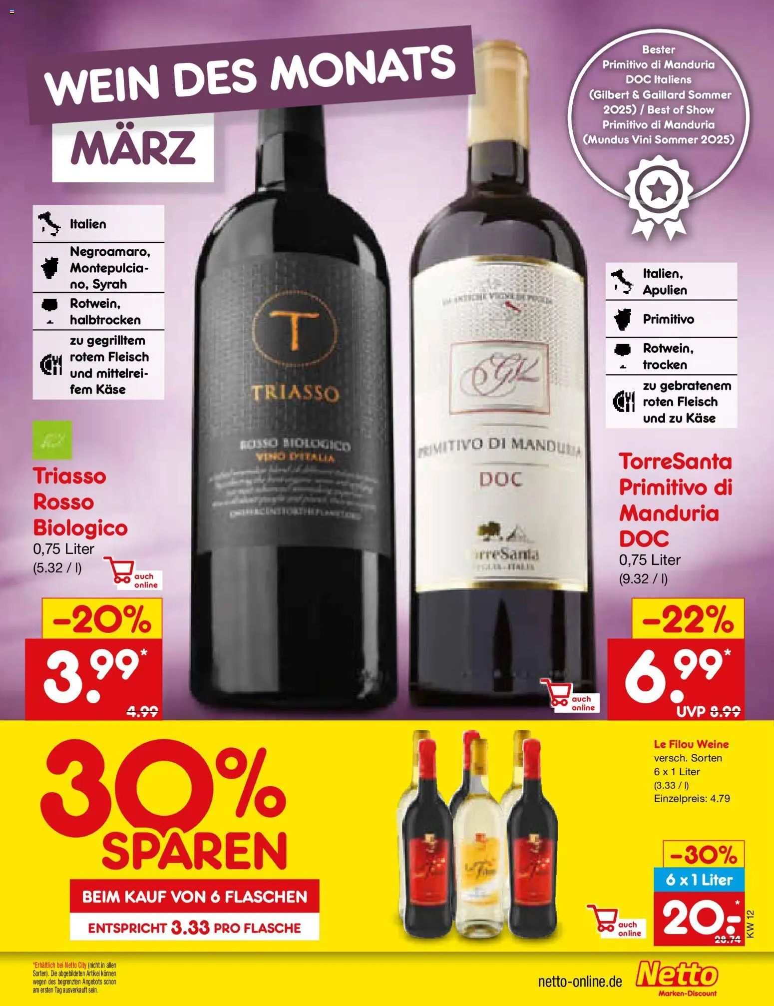 Netto Marken-Discount Prospekt 	 – gültig ab 16.03.2026 | Seite: 37 | Produkte: Le filou, Käse, Wein, Fleisch