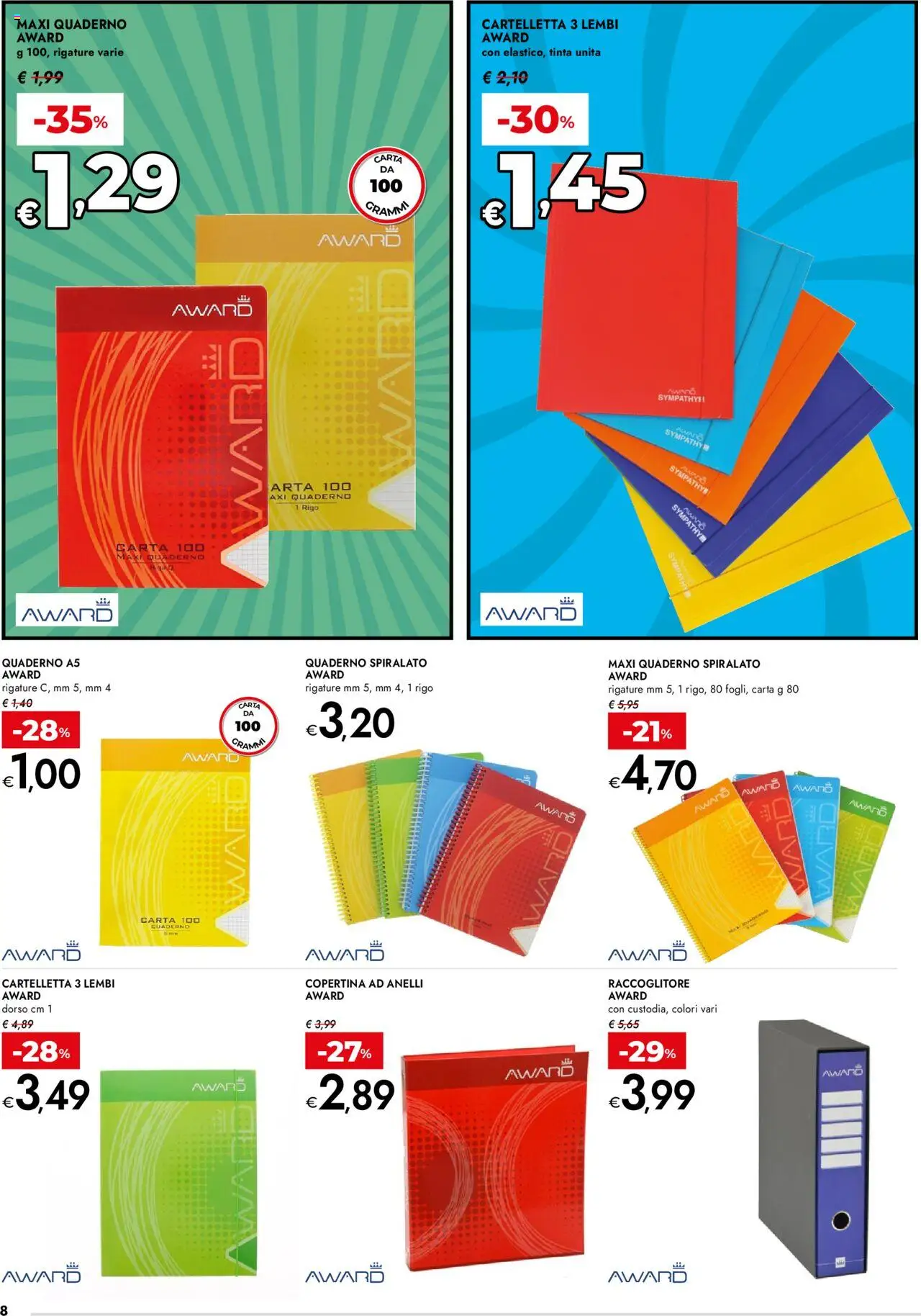 Volantino bennet del 31.07.2025 | Pagina: 8 | Prodotti: Quaderno
