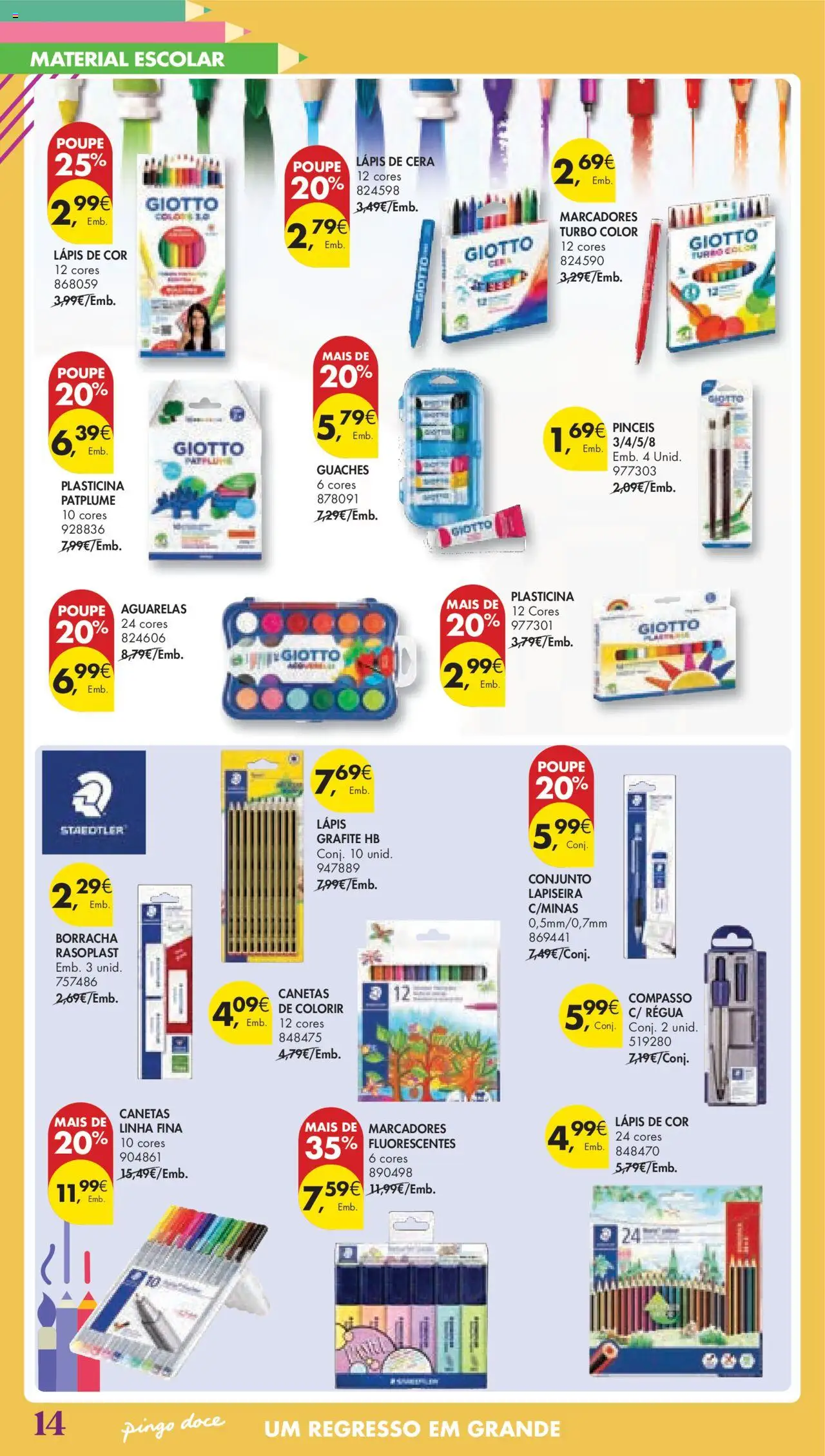 Pingo Doce Regresso às Aulas Hipers │ válido de 05.08.2025 | Página: 14 | Produtos: Cera