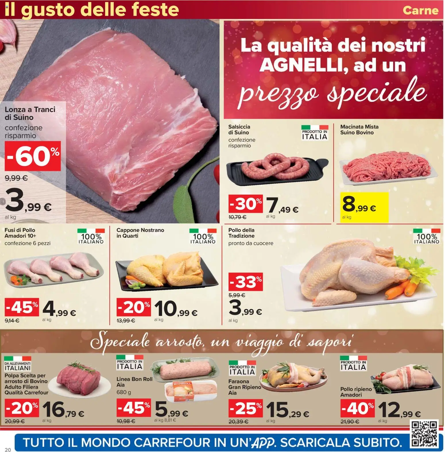 Volantino Carrefour del 16.12.2025 | Pagina: 20 | Prodotti: Bovino, Arrosto, Suino, Salsiccia