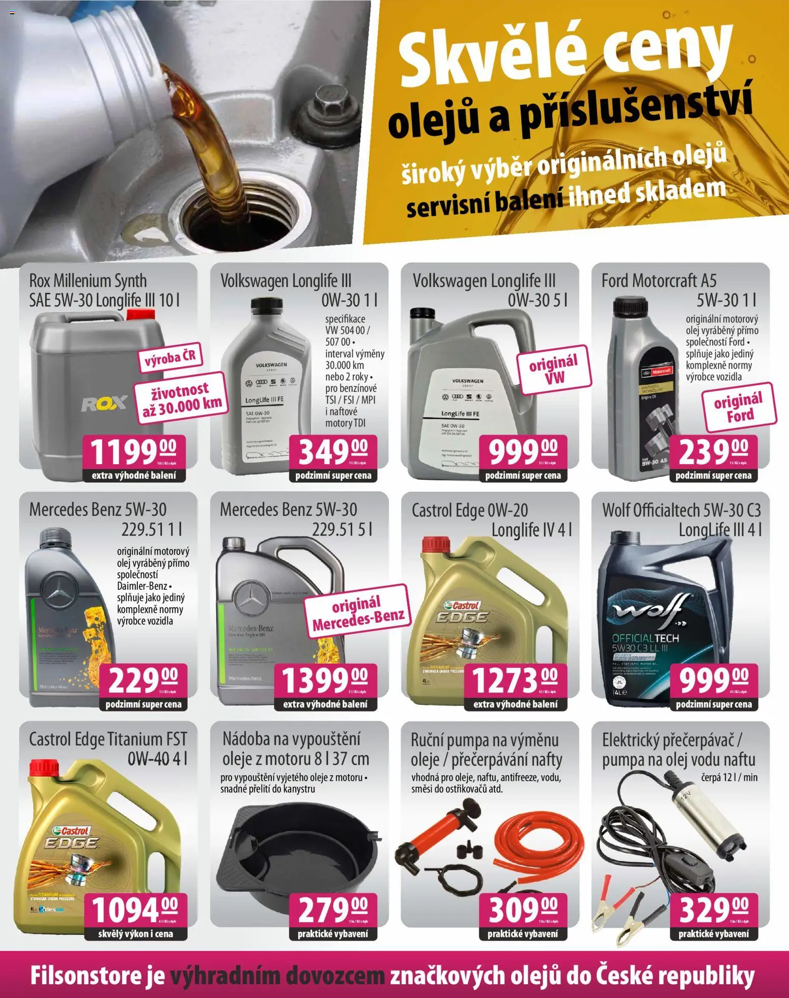 FILSON Store - Lepší ceny autopříslušenství nehledejte! od 23.10.2025 | Strana: 4 | Produkty: Oleje, Olej, Pumpa, Motorový olej