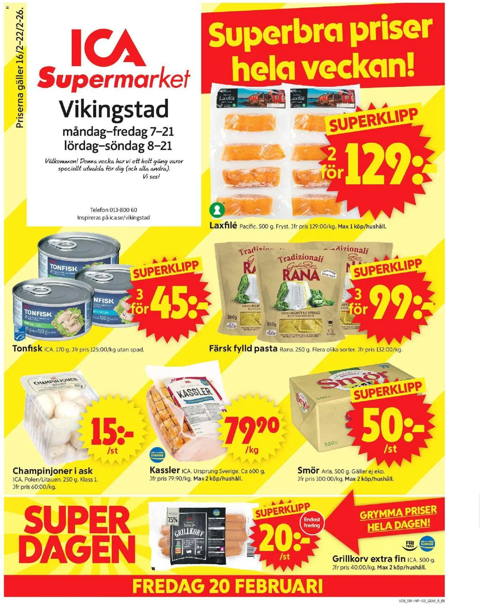ICA Supermarket reklamblad aktuell från 16.02.2026 | Sida: 1