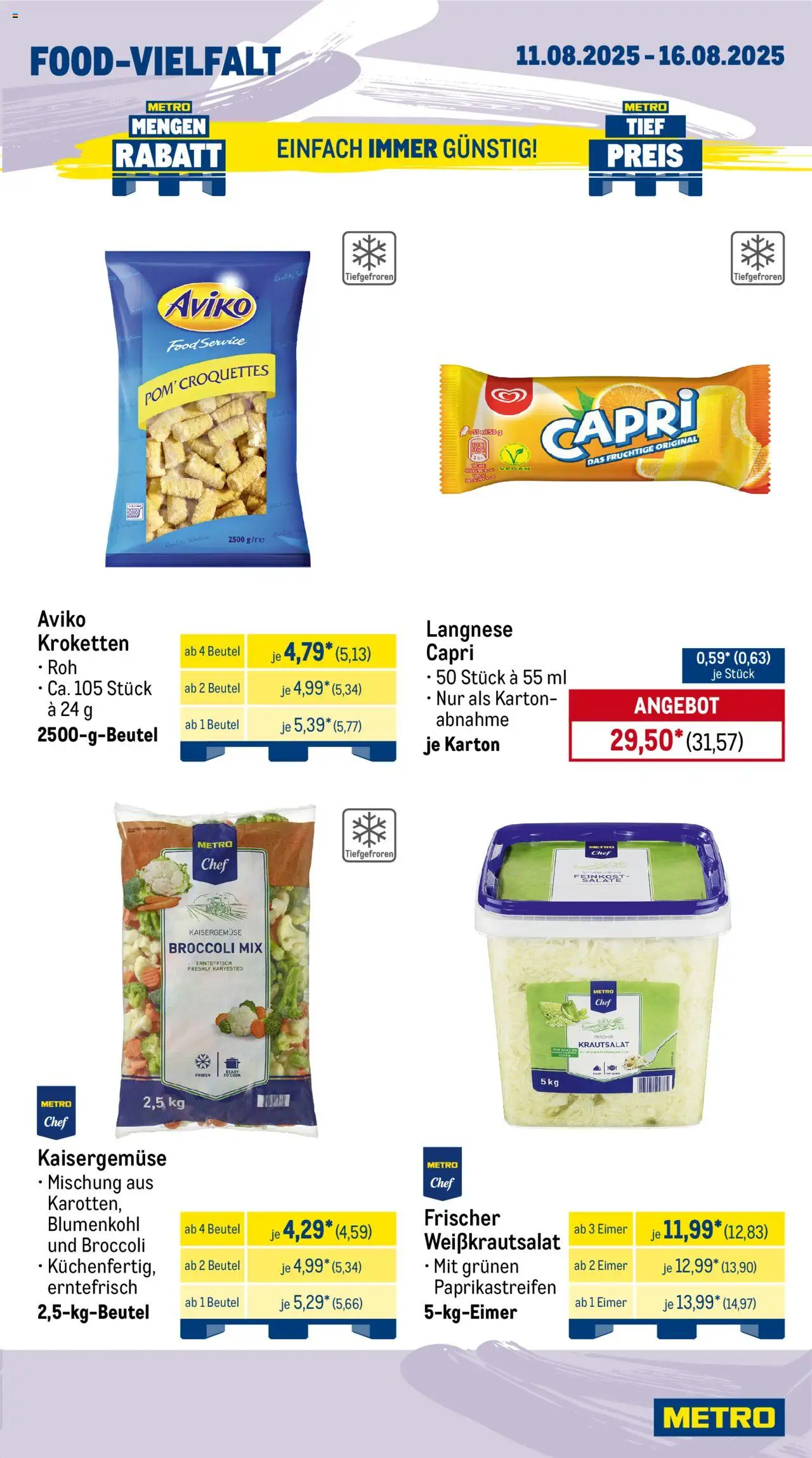 Metro Wochen-Angebote Gastro - gültig ab dem 11.08.2025 | Seite: 11 | Produkte: Langnese, Blumenkohl