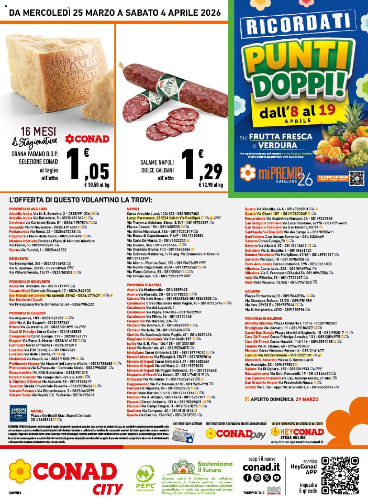 Volantino Conad del 25.03.2026 | Pagina: 20 | Prodotti: Salame, Frutta, Grana Padano