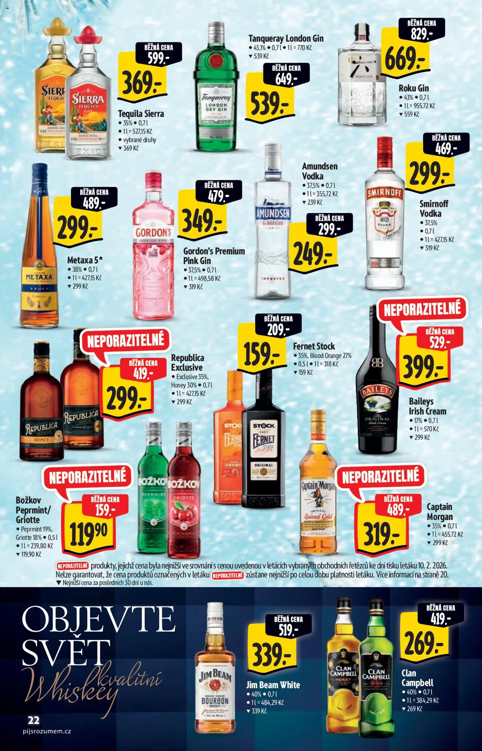 Albert katalog - Hypermarket od 18.02.2026 | Strana: 22 | Produkty: Tequila, Tequila Sierra, Božkov, Baileys
