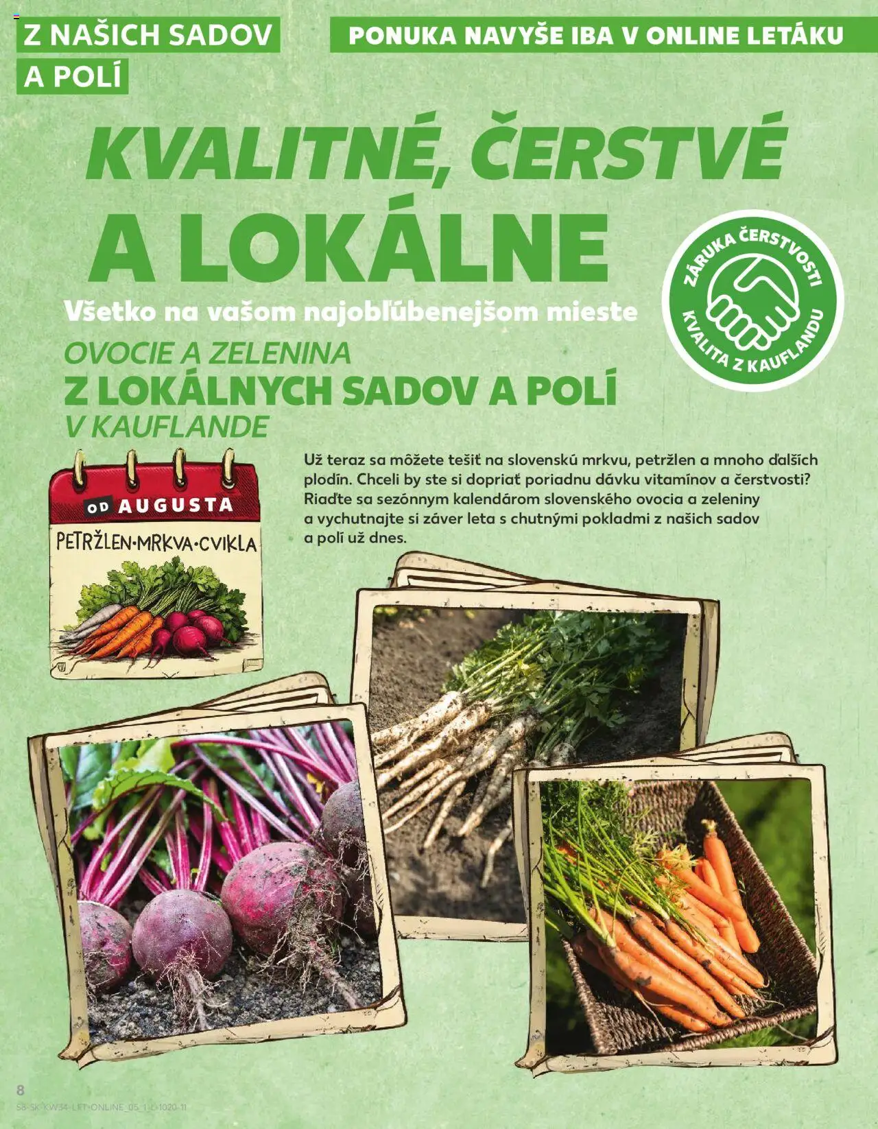 Nové Kaufland akcie – leták je platný od 21.08.2025 | Strana: 8 | Produkty: Petržlen, Ovocie