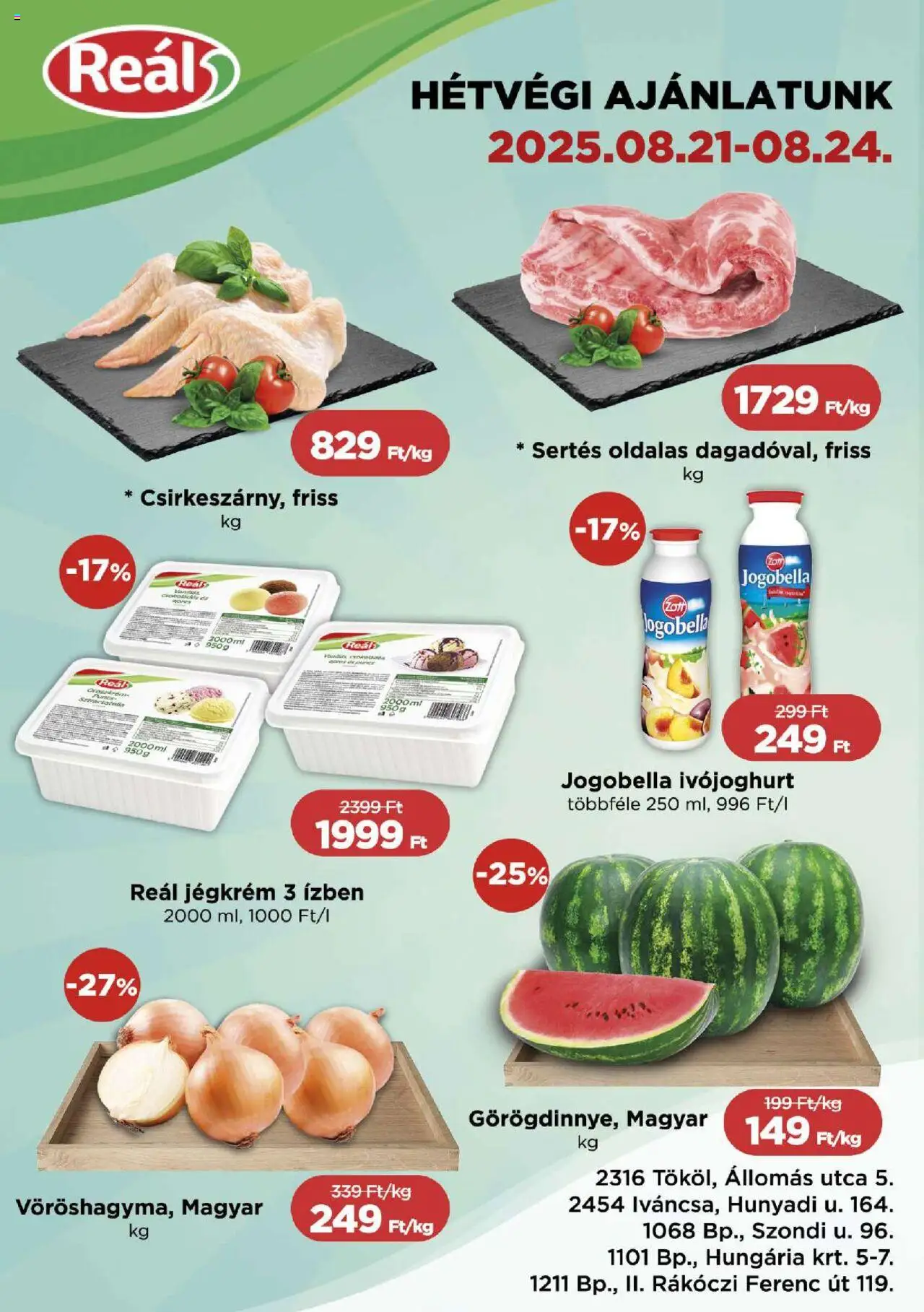 Reál akciós ujság - amely érvényes a következő dátumtól: 21.08.2025 | Oldal: 1 | Termékek: Ivójoghurt, Jégkrém