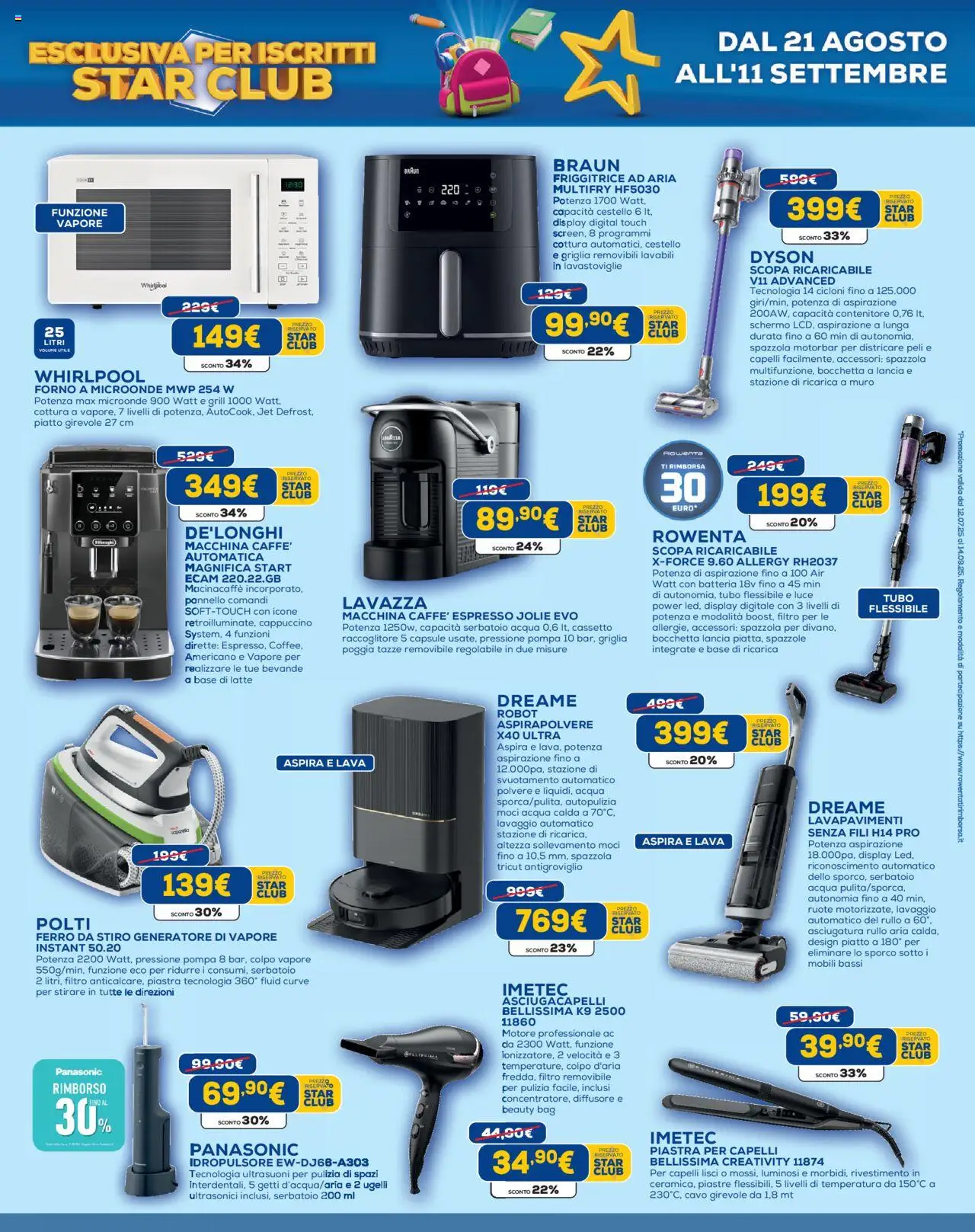 Volantino Euronics del 21.08.2025 | Pagina: 9 | Prodotti: Friggitrice ad aria, Contenitore, Forno, Aspirapolvere
