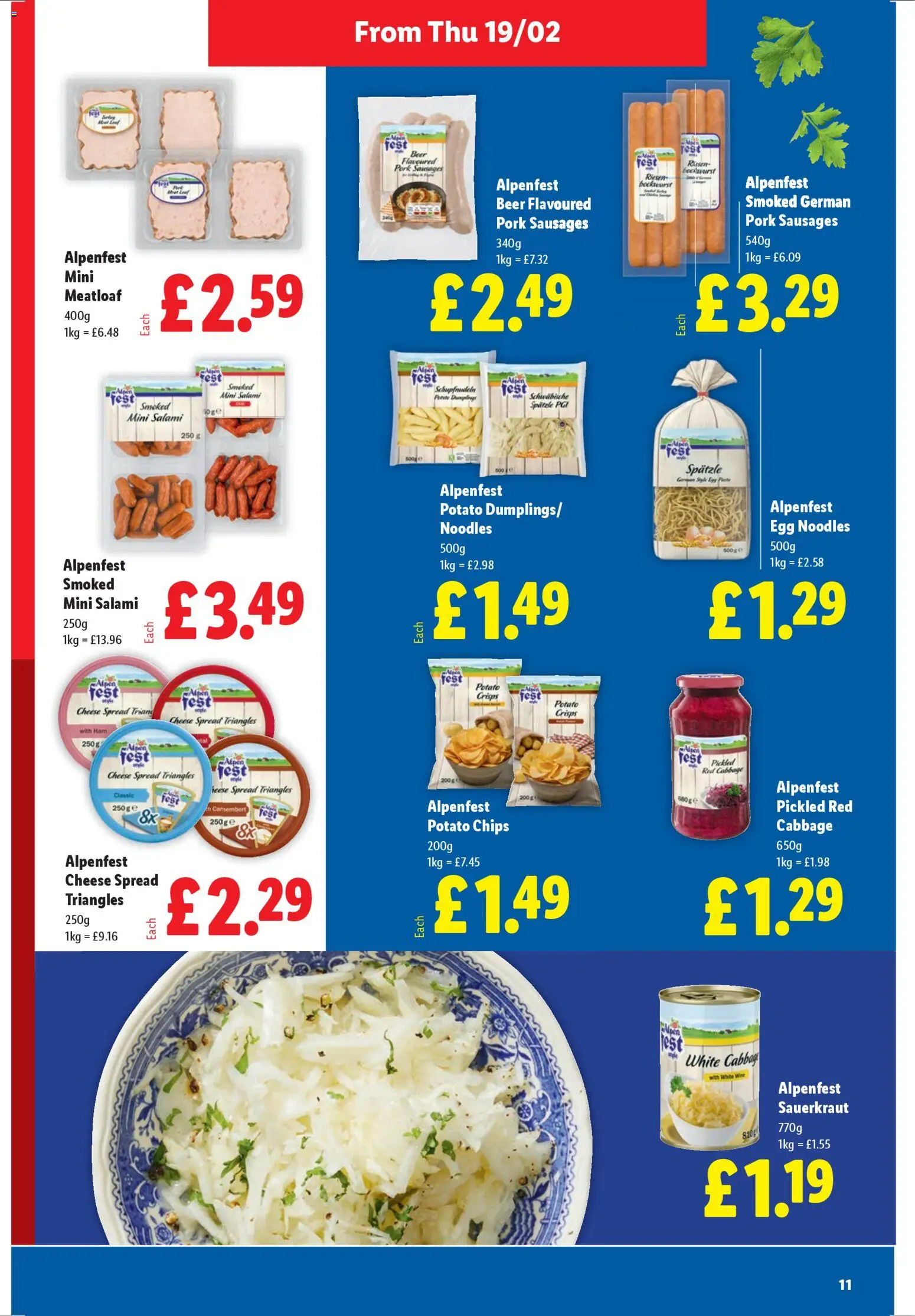 {H1} | Page: 11 | Products: Salami, Ham, Beer, Sausages