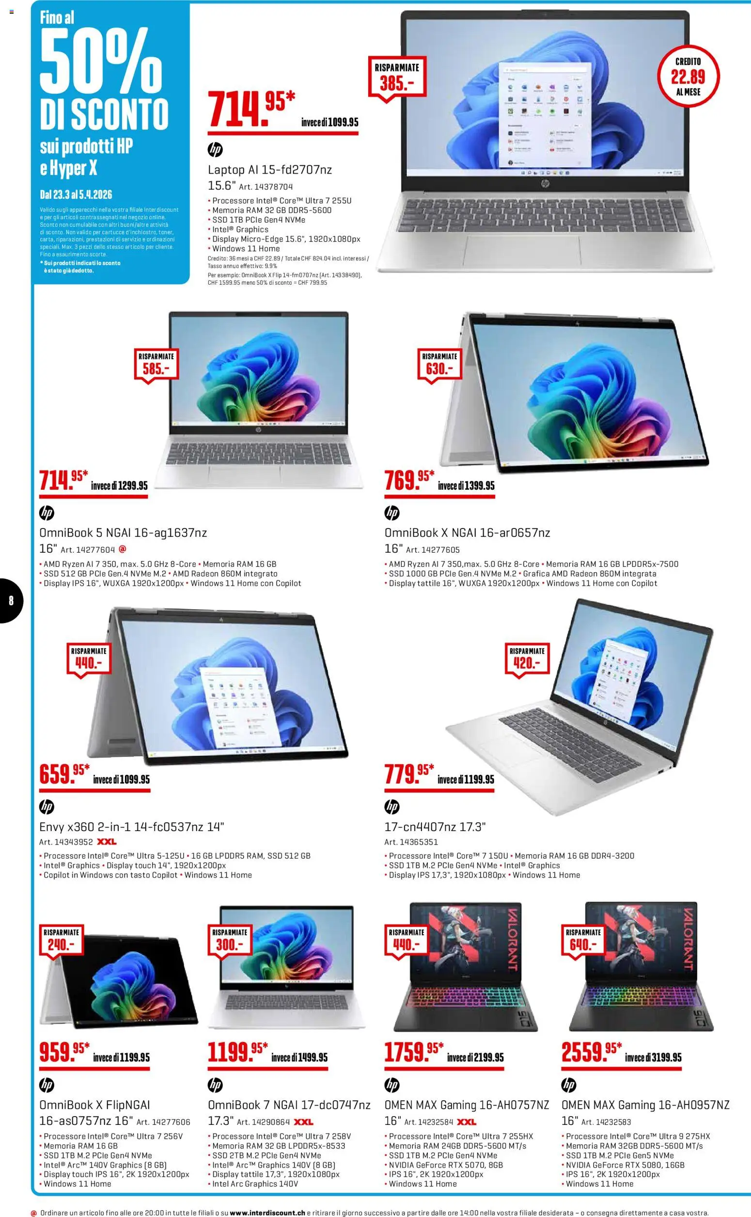Interdiscount aktionen IT – gültig ab 23.03.2026 | Seite: 8 | Produkte: Laptop, HP