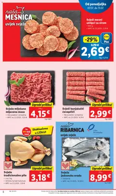 Lidl katalog | vrijedi od 07.07.2025 | Stranica: 6 | Proizvodi: Meso, Riba, Mljeveno meso, Ćevapčići