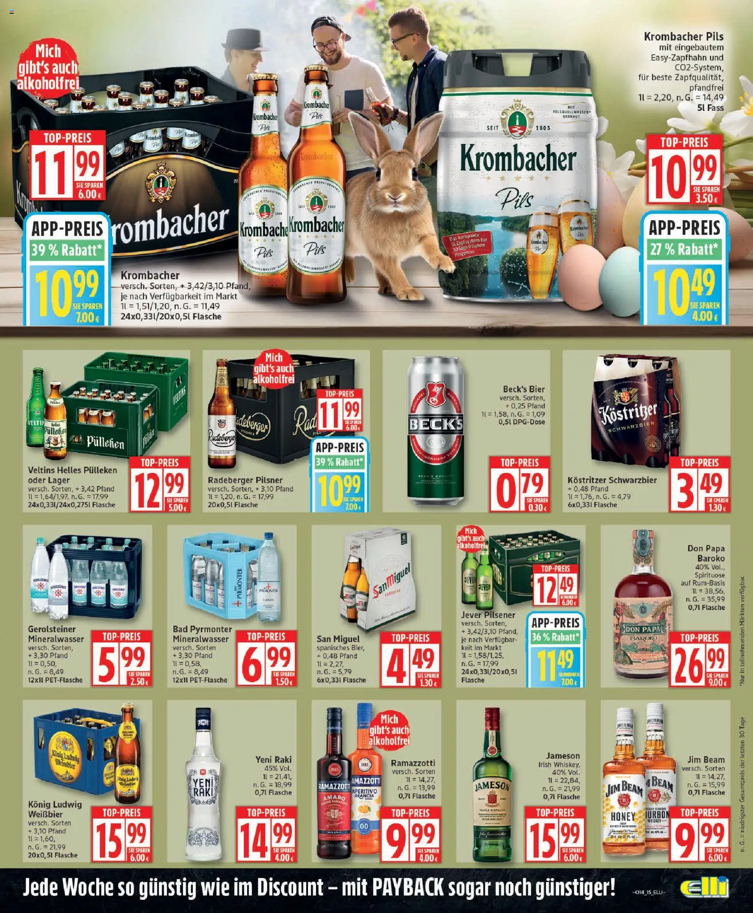 Elli Markt Prospekt Schloß Holte – gültig ab 30.03.2026 | Seite: 15 | Produkte: Pils, Mineralwasser, Whiskey, Gerolsteiner