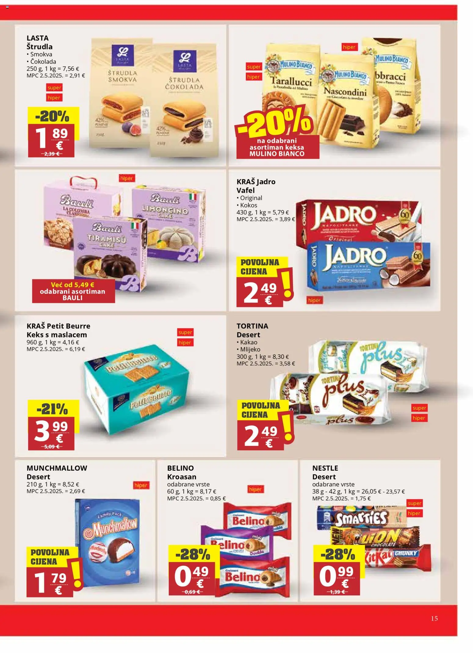 Ribola katalog | vrijedi od 11.03.2026 | Stranica: 15 | Proizvodi: Mlijeko, Čokolada, Kakao, Kroasan