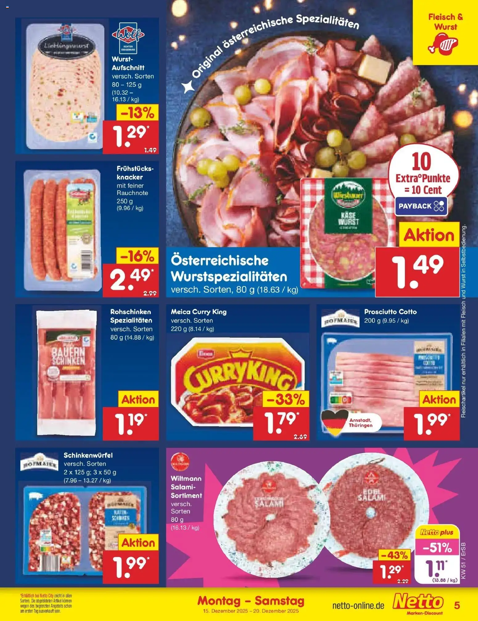 Netto Marken-Discount prospekt Nordhausen	 – gültig ab 15.12.2025 | Seite: 5 | Produkte: Meica, Wurst, Salami, Fleisch
