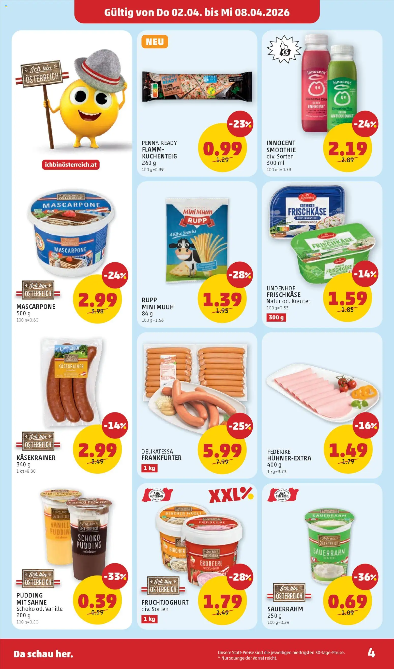 Penny Markt Eröffnung in 3910 Zwettl gültig ab 02.04.2026 | Seite: 4 | Produkte: Sahne, Käse, Sauerrahm
