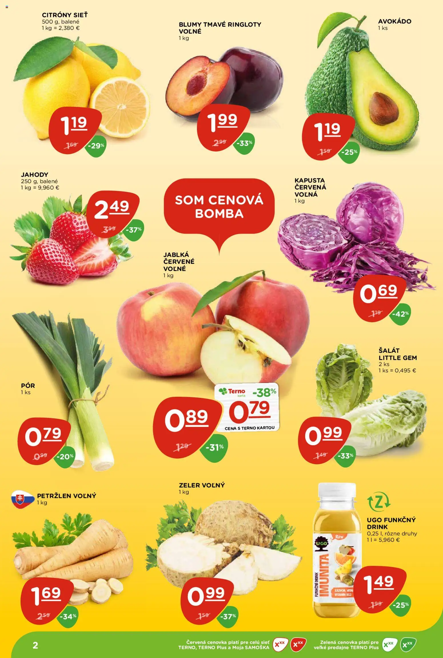 Nové Terno akcie – leták je platný od 19.03.2026 | Strana: 2 | Produkty: Kapusta, Jablká, Šalát, Avokádo