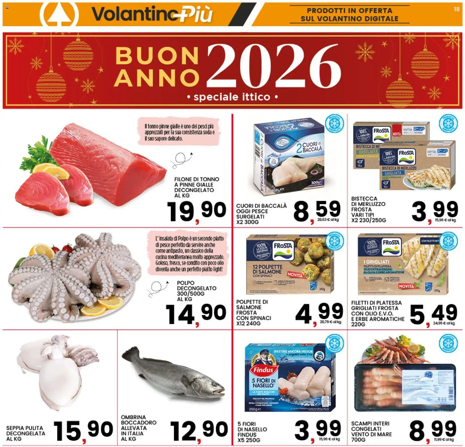 Volantino Interspar del 26.12.2025 | Pagina: 20 | Prodotti: Merluzzo, Polpo, Pinne, Tonno