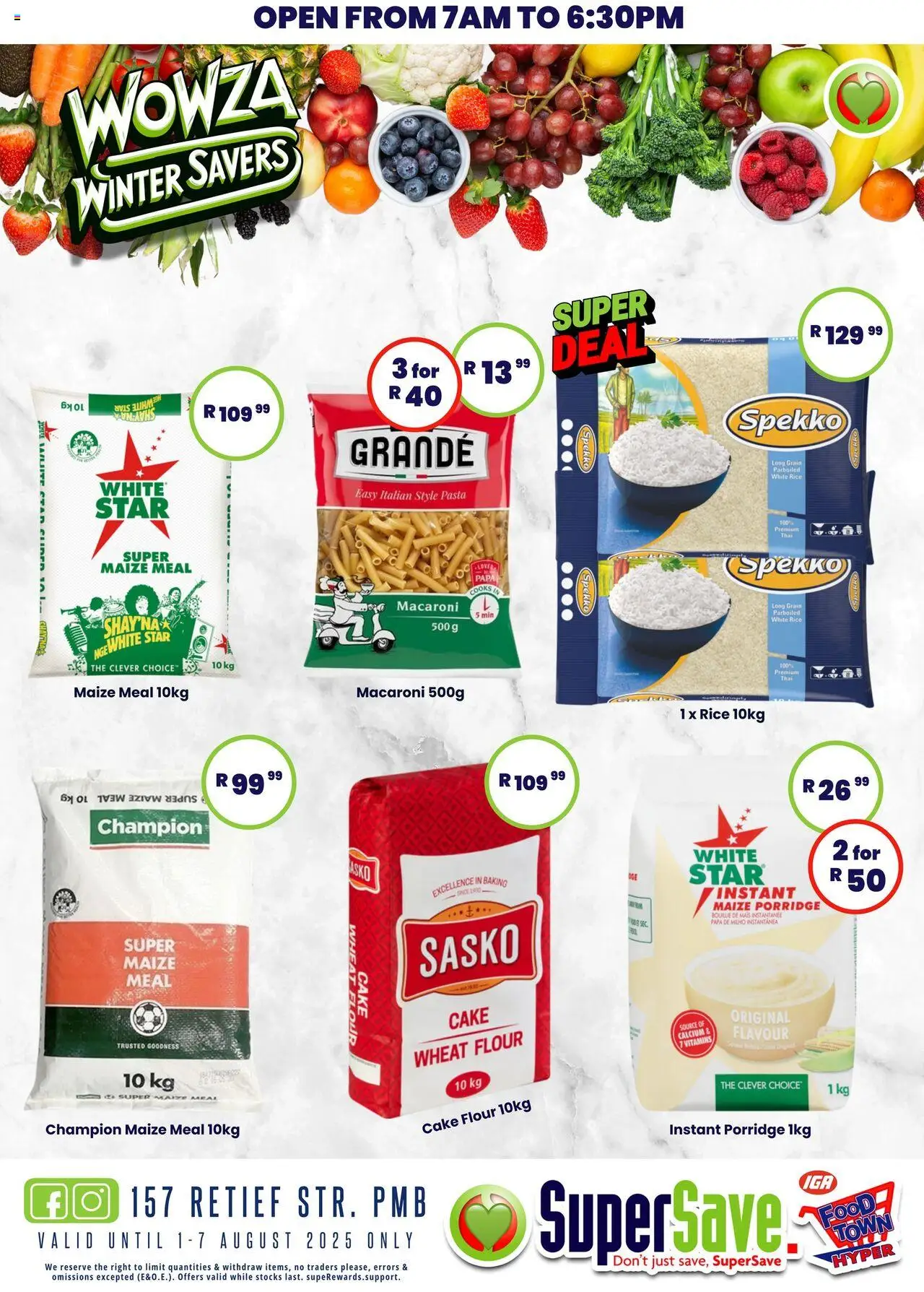 Super Save Specials │ valid from 01.08.2025 | Page: 23 | Products: Flour, Maize meal, Vitamins, Pasta