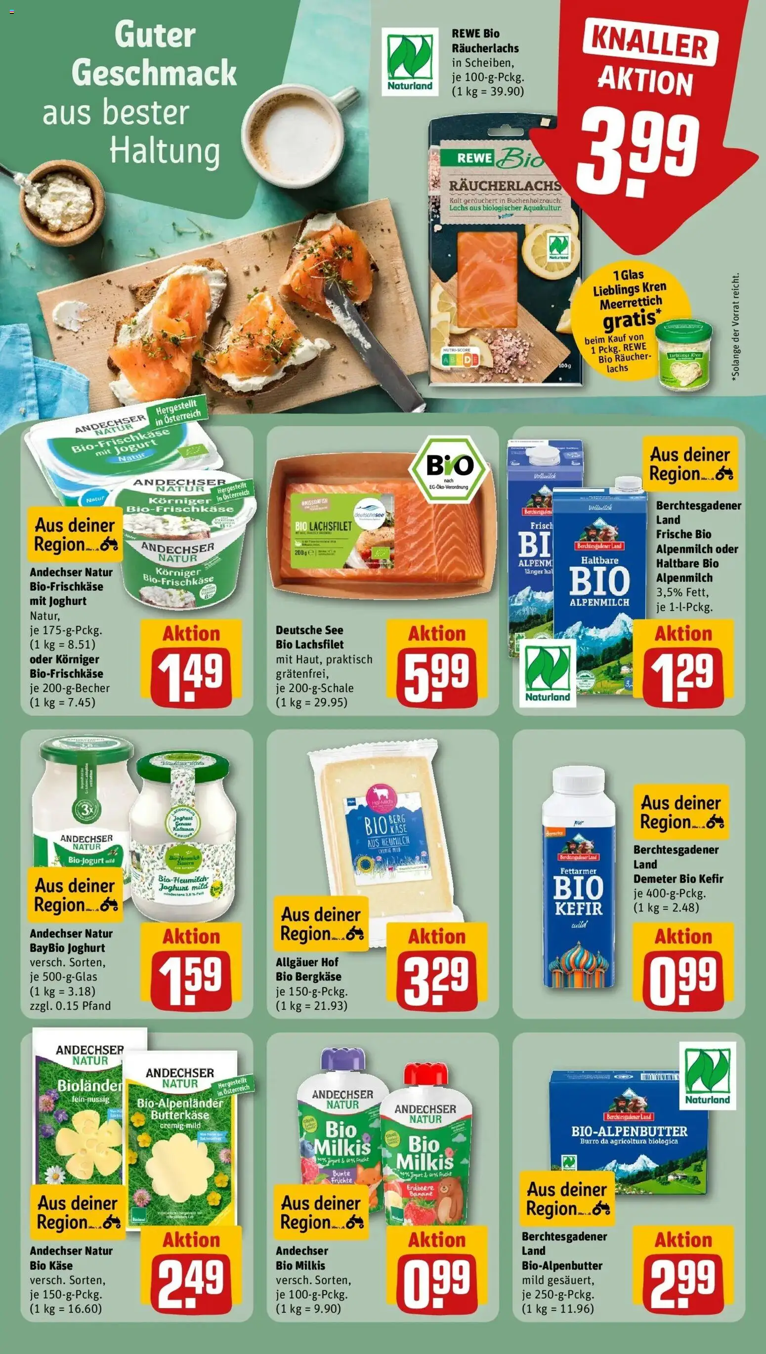 Rewe Prospekt Waidhofen	 – gültig ab 12.04.2026 | Seite: 19 | Produkte: Butter, Käse, Joghurt, Lachs