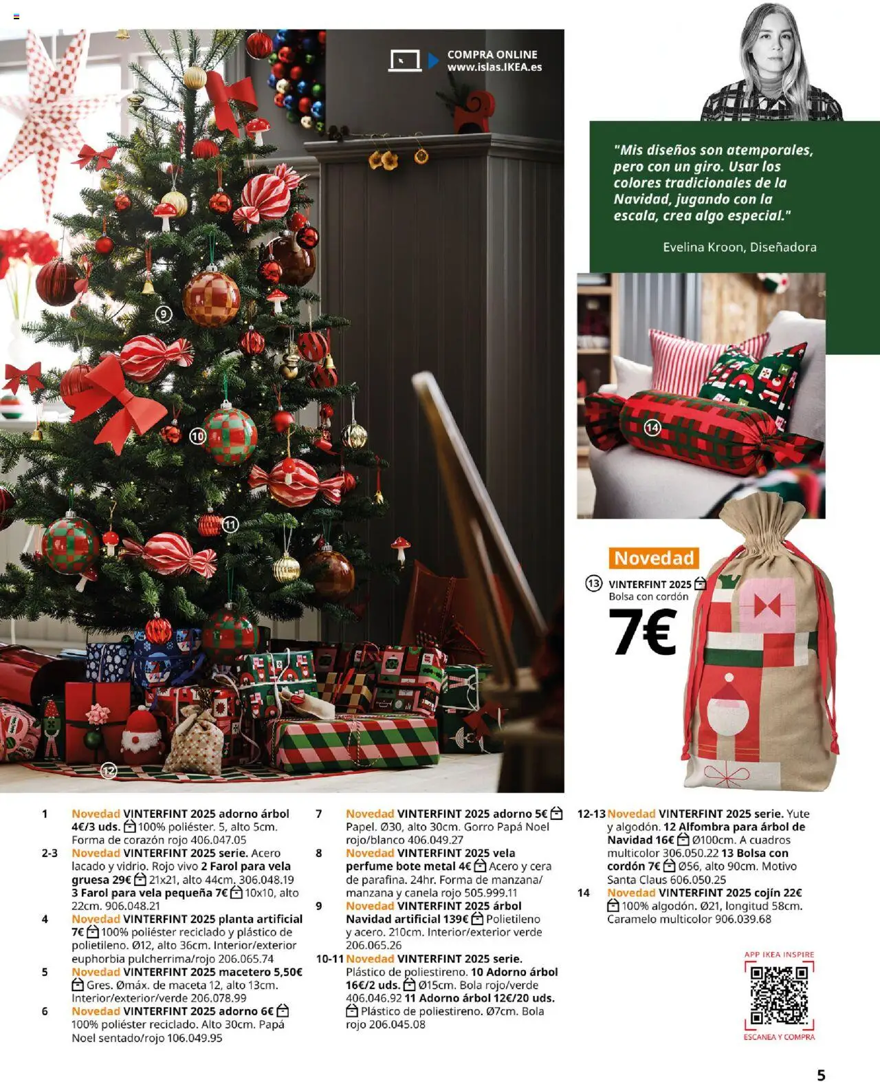Catálogo IKEA Brochure de navidad │ válido desde el 01.10.2025 | Página: 5 | Productos: Farol, Manzana, Vela, Planta artificial