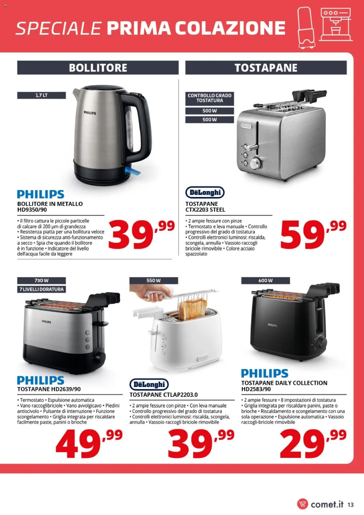 Volantino Comet del 19.01.2026 | Pagina: 13 | Prodotti: Griglia, Pinze, Vassoio, Tostapane