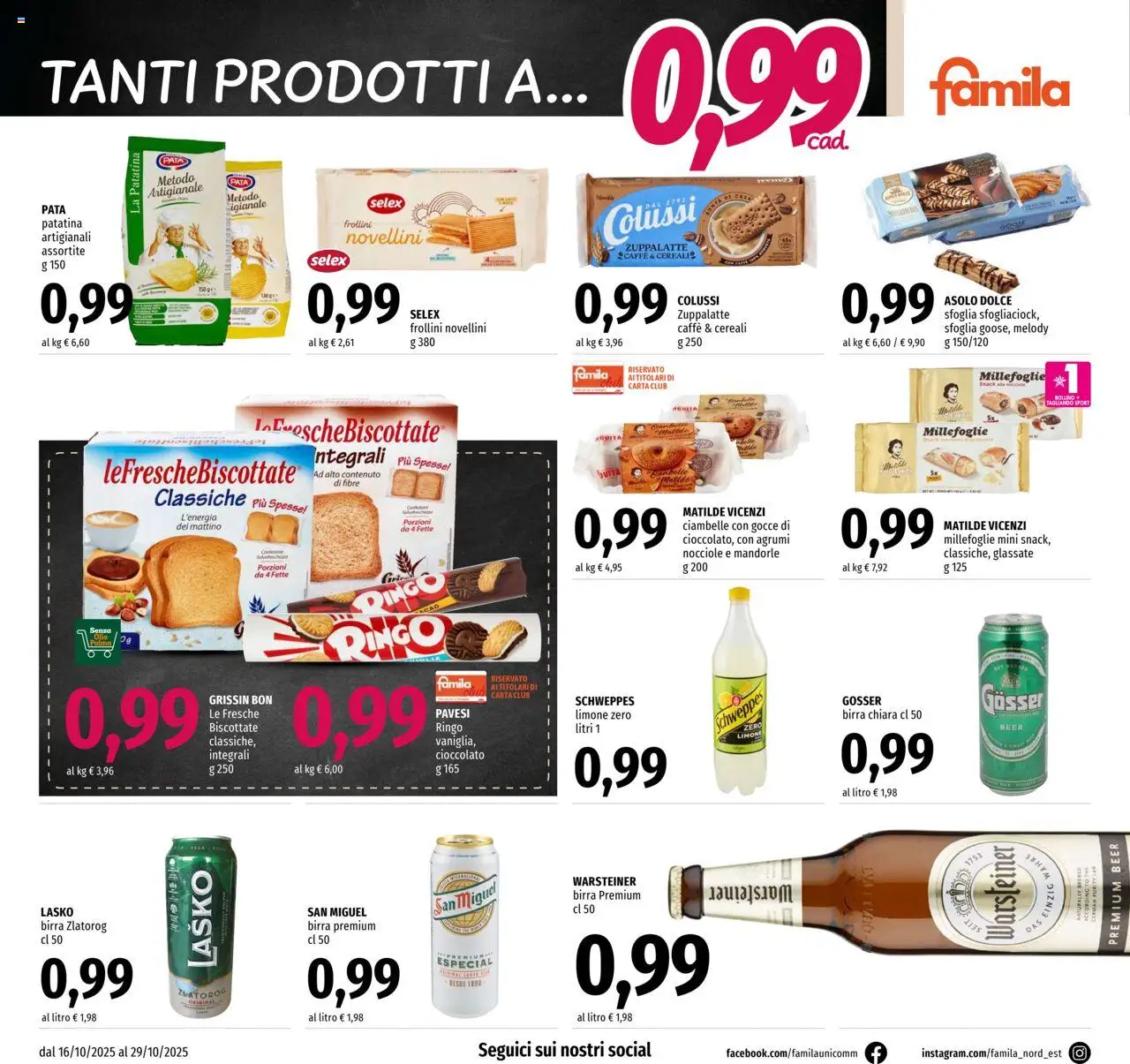 Volantino Famila del 16.10.2025 | Pagina: 4 | Prodotti: Cioccolato, Birra, Cereali, Nocciole