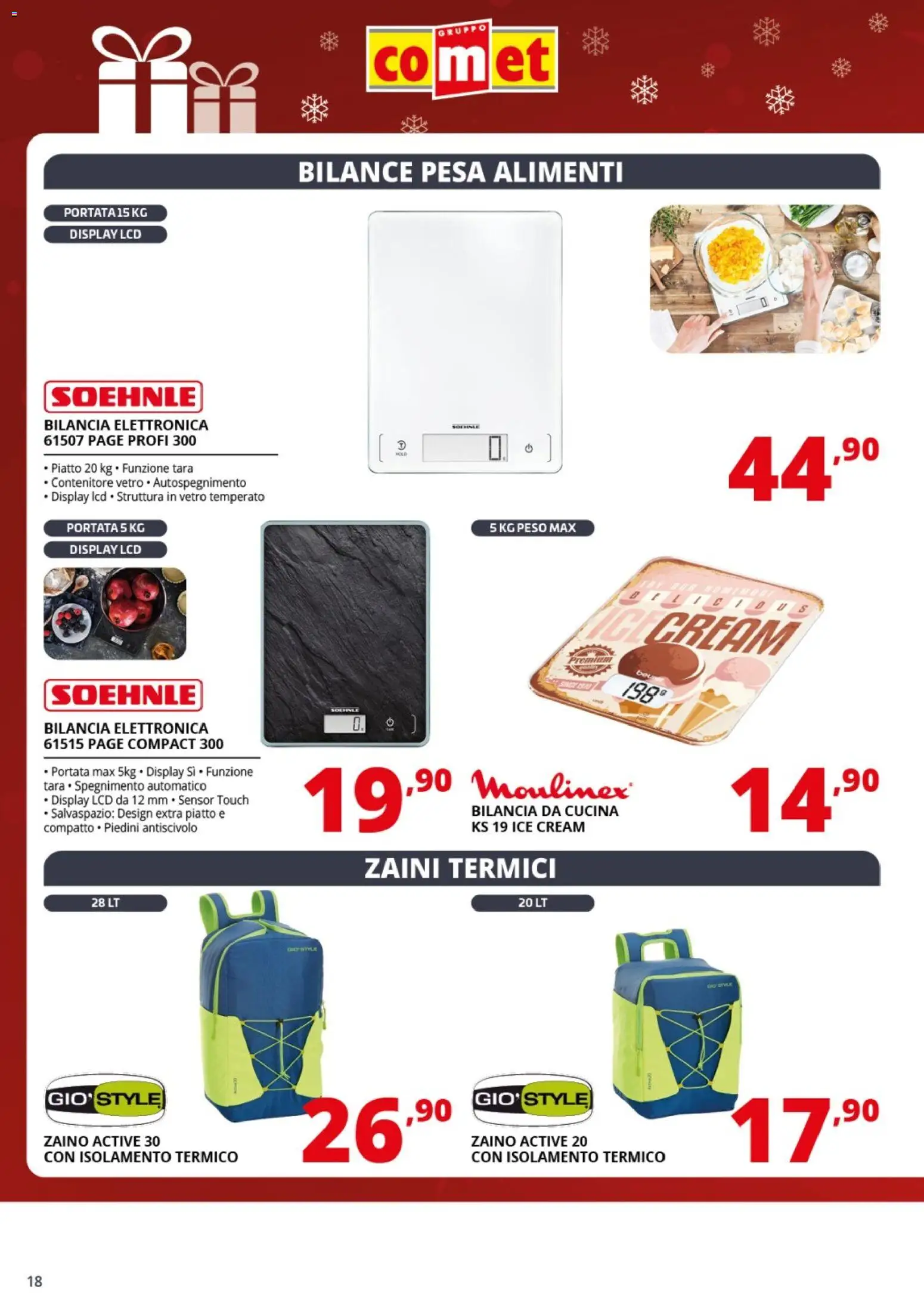 Volantino Comet del 01.12.2025 | Pagina: 18 | Prodotti: Zaino, Contenitore, Piatto, Bilancia