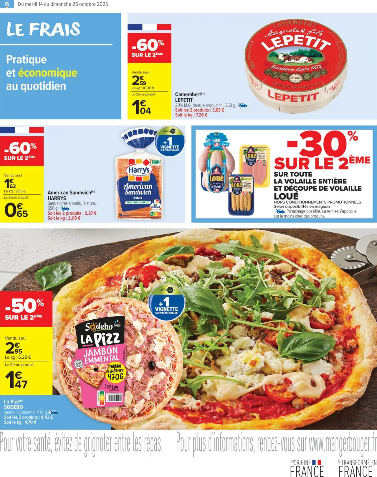 {H1} | Page: 8 | Produits: Volaille, Emmental, Jambon, Camembert