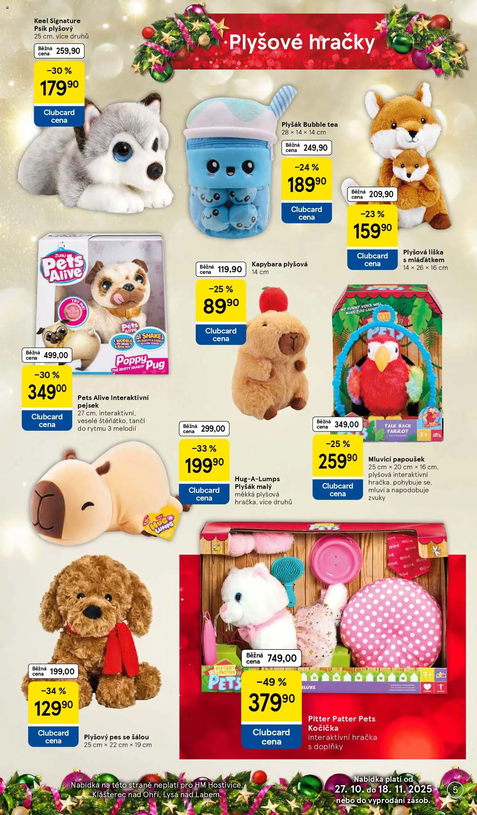 Tesco katalog od 27.10.2025 | Strana: 5 | Produkty: Hračky, Pes, Plyšák