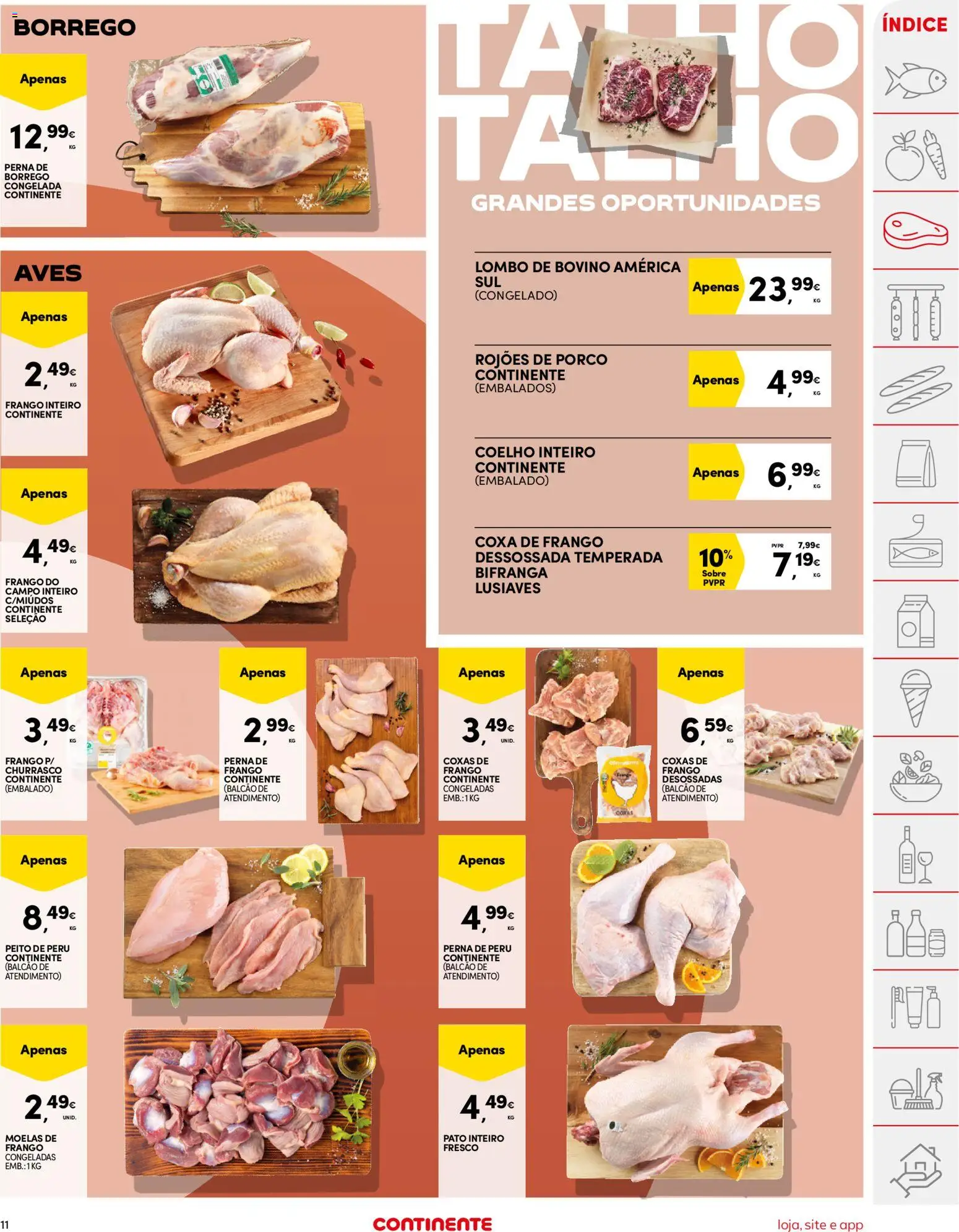 Continente folheto │ válido de 13.01.2026 | Página: 11 | Produtos: Frango, Peru, Lombo, Coelho