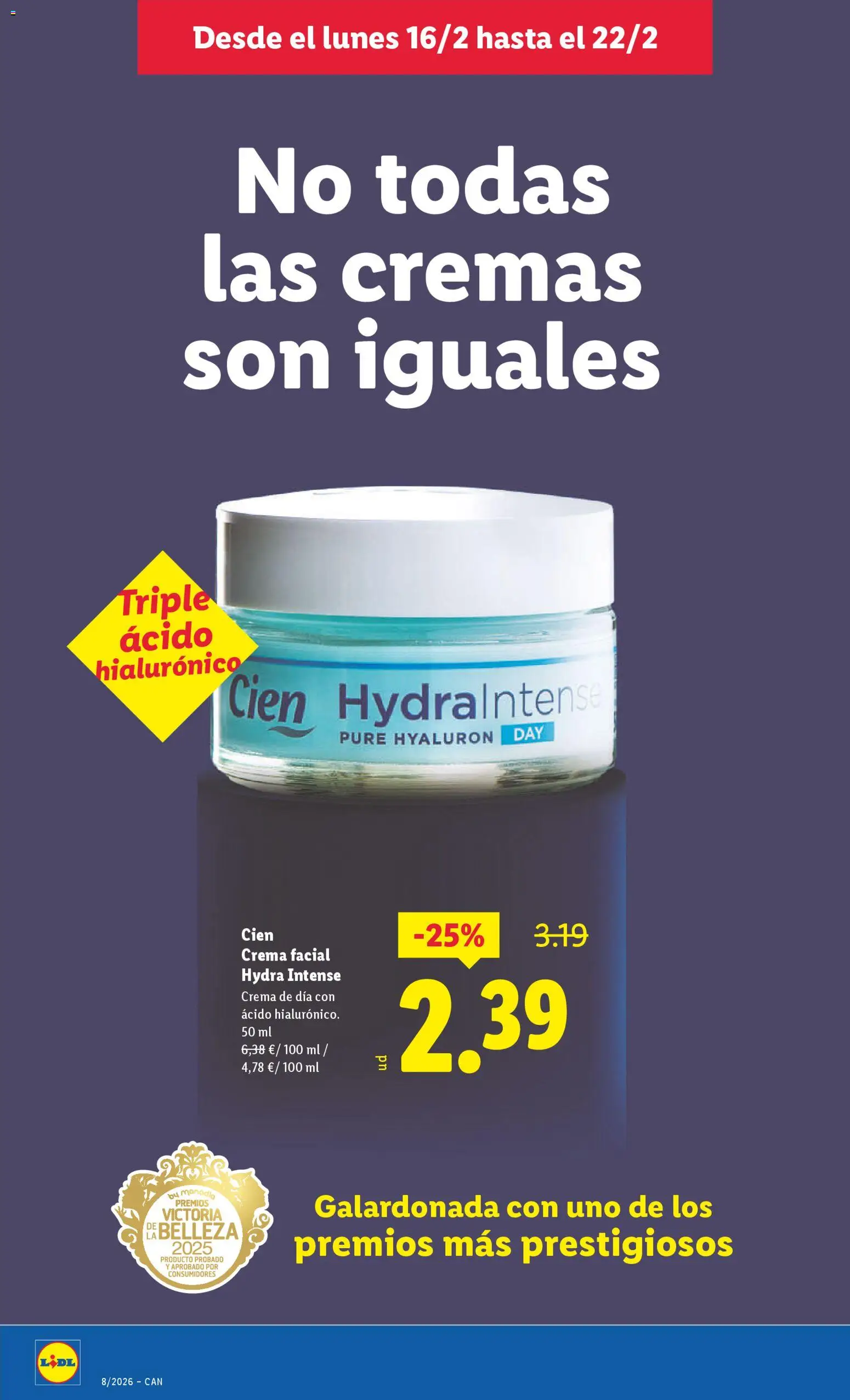 Lidl - Canarias  │ válido desde el 16.02.2026 | Página: 32 | Productos: Crema facial, Crema, Crema de día