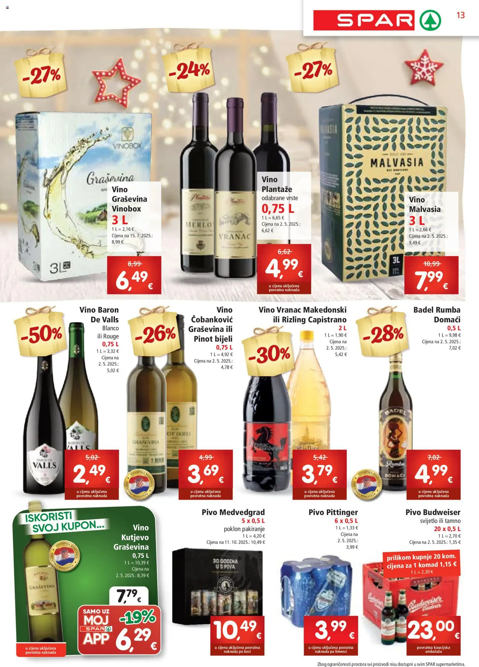 Spar katalog | vrijedi od 12.11.2025 | Stranica: 13 | Proizvodi: Vino, Pivo