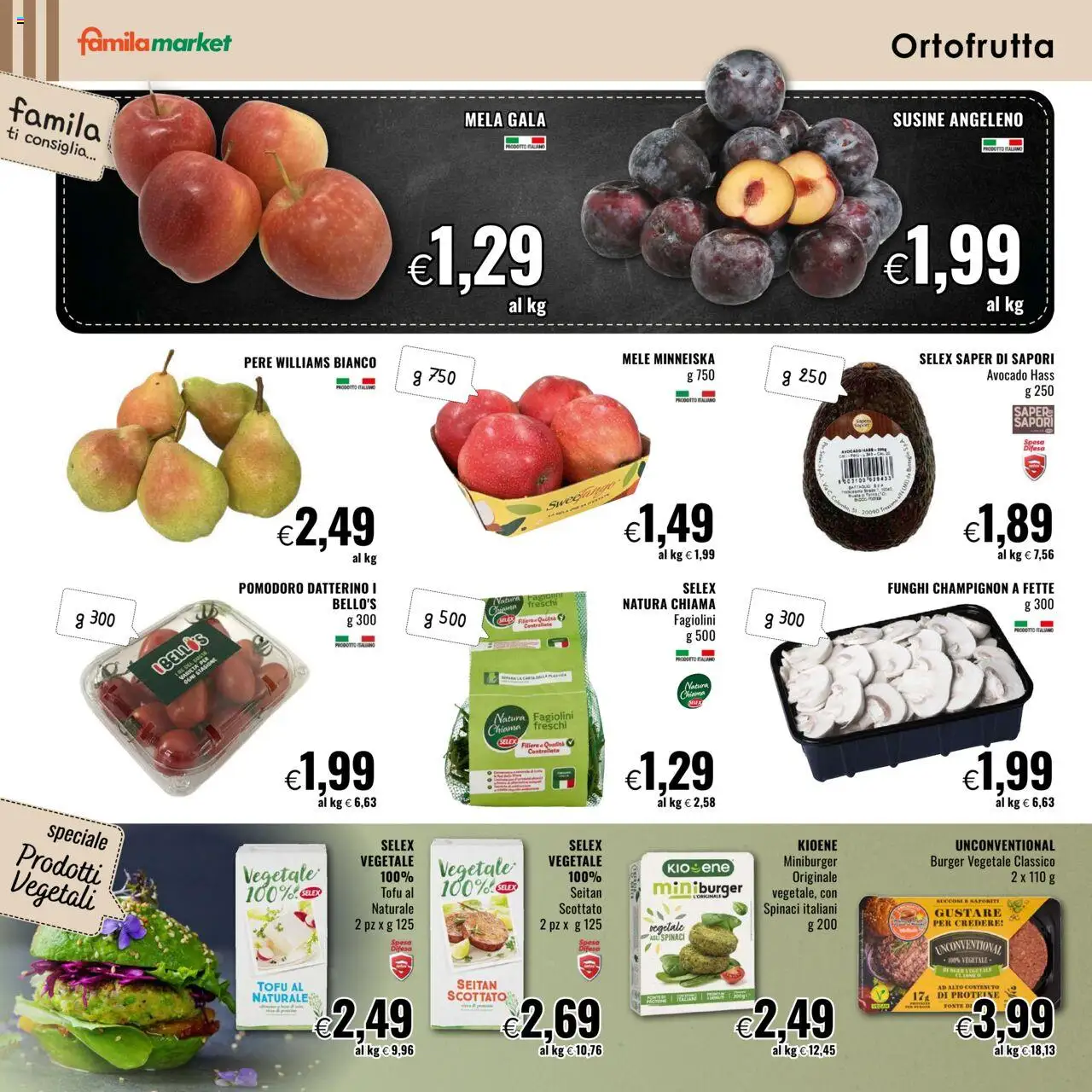 Volantino Famila del 18.09.2025 | Pagina: 2 | Prodotti: Funghi, Spinaci, Tofu, Susine