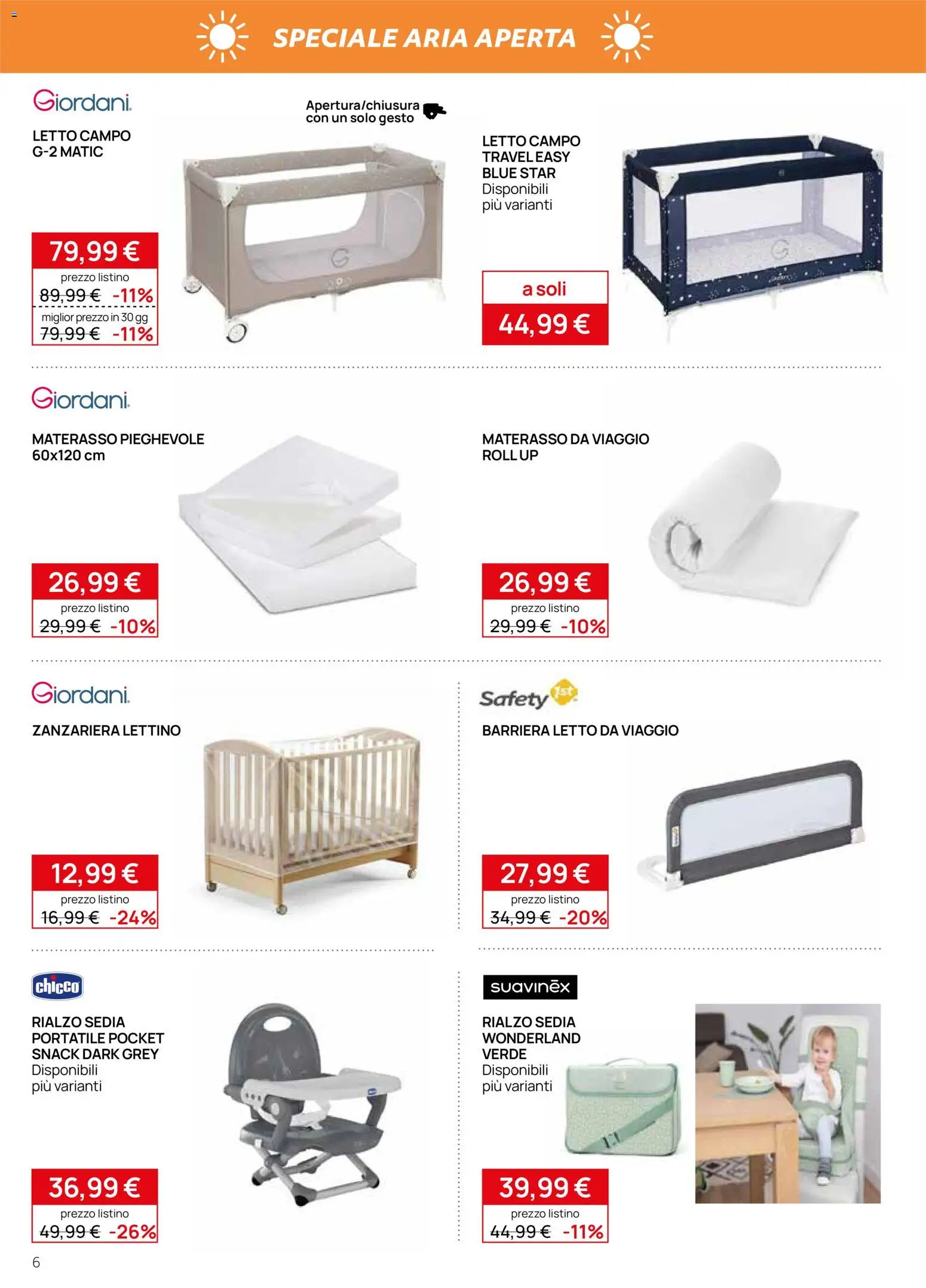 Volantino Prenatal del 17.04.2026 | Pagina: 6 | Prodotti: Zanzariera, Lettino, Materasso, Sedia
