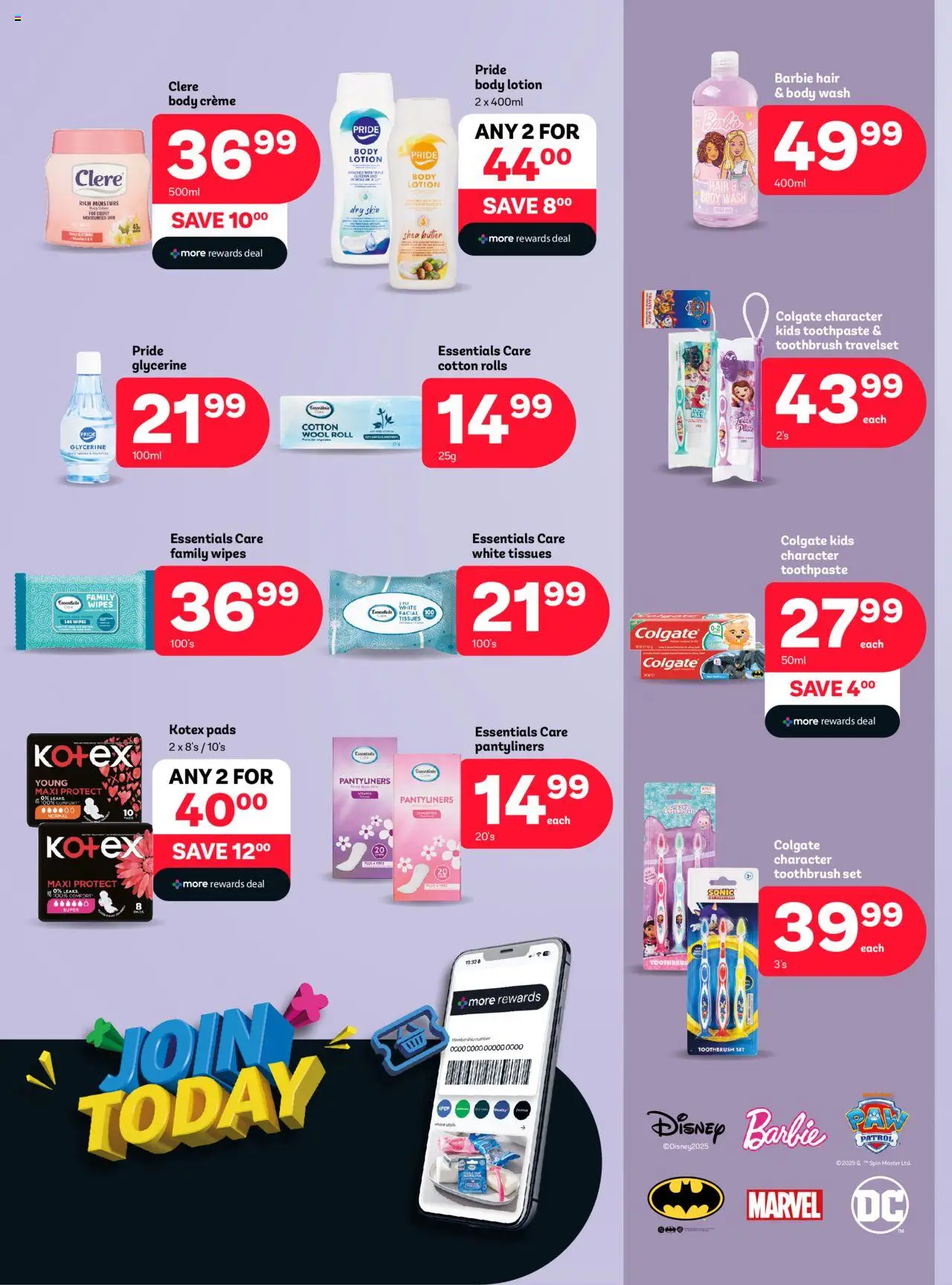 PEP Stores Specials │ valid from 22.08.2025 | Page: 3 | Products: Butter, Body wash, Lotion, Tissues