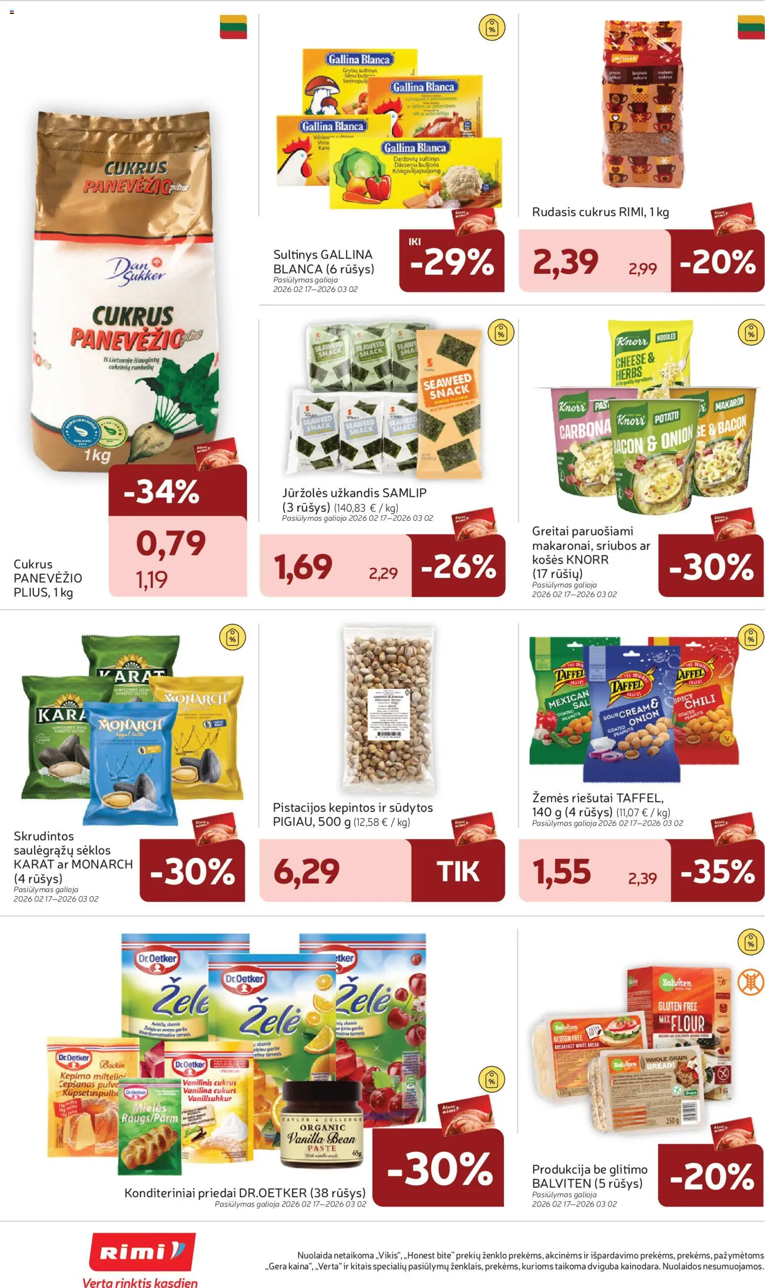 Rimi akcijos nuo 24.02.2026 | Puslapis: 24 | Prekių: Riešutai, Sėklos, Rudasis cukrus, Cukrus