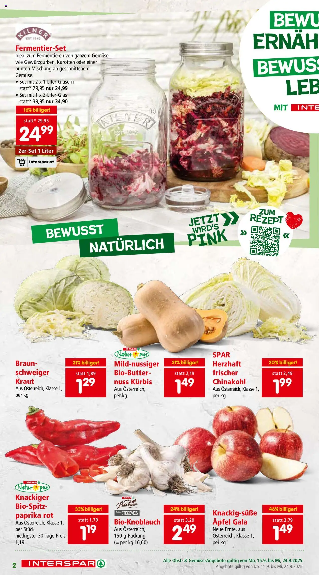 Interspar Bewusst Ernähren gültig ab 11.09.2025 | Seite: 2 | Produkte: Gemüse, Obst, Kraut, Chinakohl
