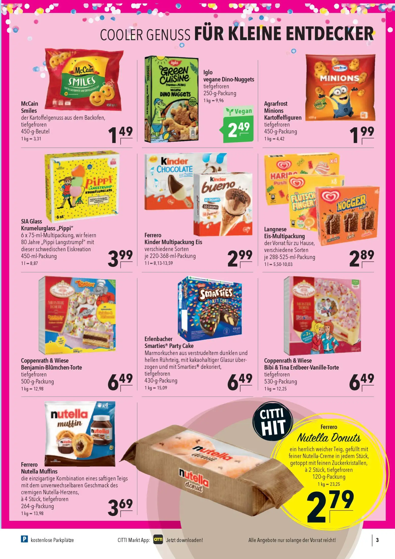 CITTI Markt Tiefkühlkost – gültig ab 04.03.2026 | Seite: 3 | Produkte: Langnese, Iglo, Donuts, Eis